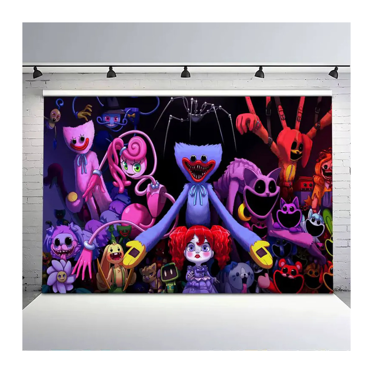 Mehrfarbiger Poppy Playtime Fotohintergrund für Kindergeburtstage und Videospiel-Porträts, B/B/H: 120 x 120 x 70 cm - Bild 5