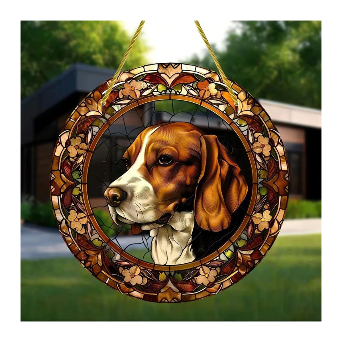 Mehrfarbiger Sonnenfänger als Gedenkornament für Hunde aus Glas und Acryl, hängende Dekoration für Haustierliebhaber - Bild 1