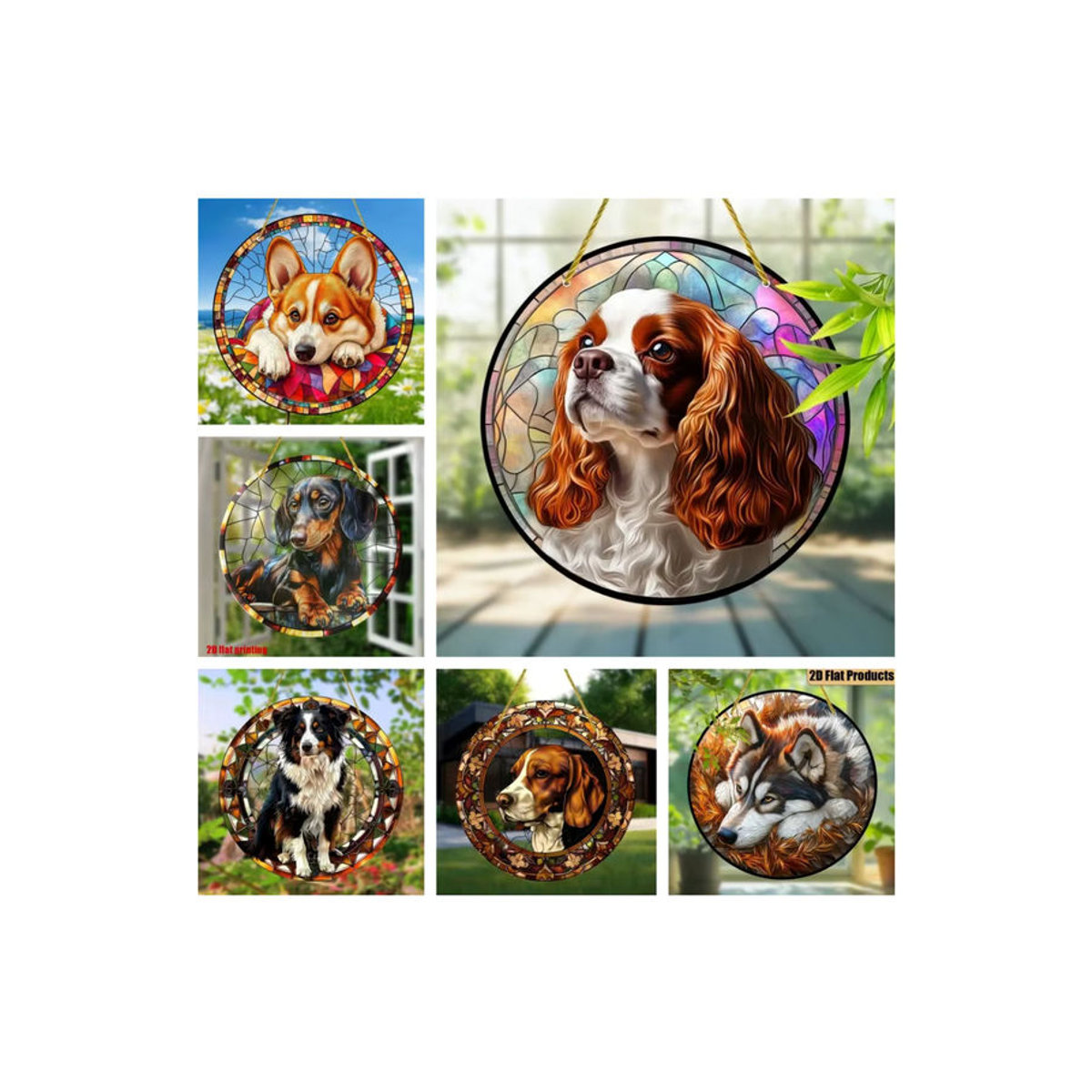 Mehrfarbiger Sonnenfänger als Gedenkornament für Hunde aus Glas und Acryl, hängende Dekoration für Haustierliebhaber - Bild 2