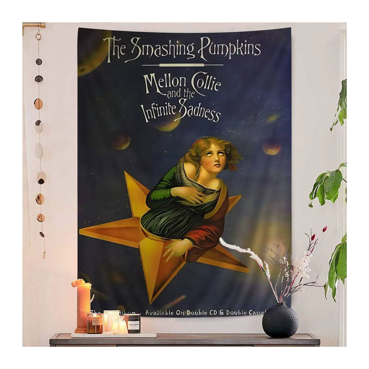 Mehrfarbiger Wandbehang im Cartoon-Stil mit S-Smashing P-Pumpkins Motiv für Halloween und Herbst als dekorative Stoff-Tapisserie - Bild 2