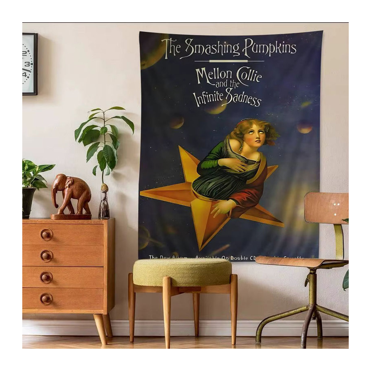 Mehrfarbiger Wandbehang im Cartoon-Stil mit S-Smashing P-Pumpkins Motiv für Halloween und Herbst als dekorative Stoff-Tapisserie - Bild 5
