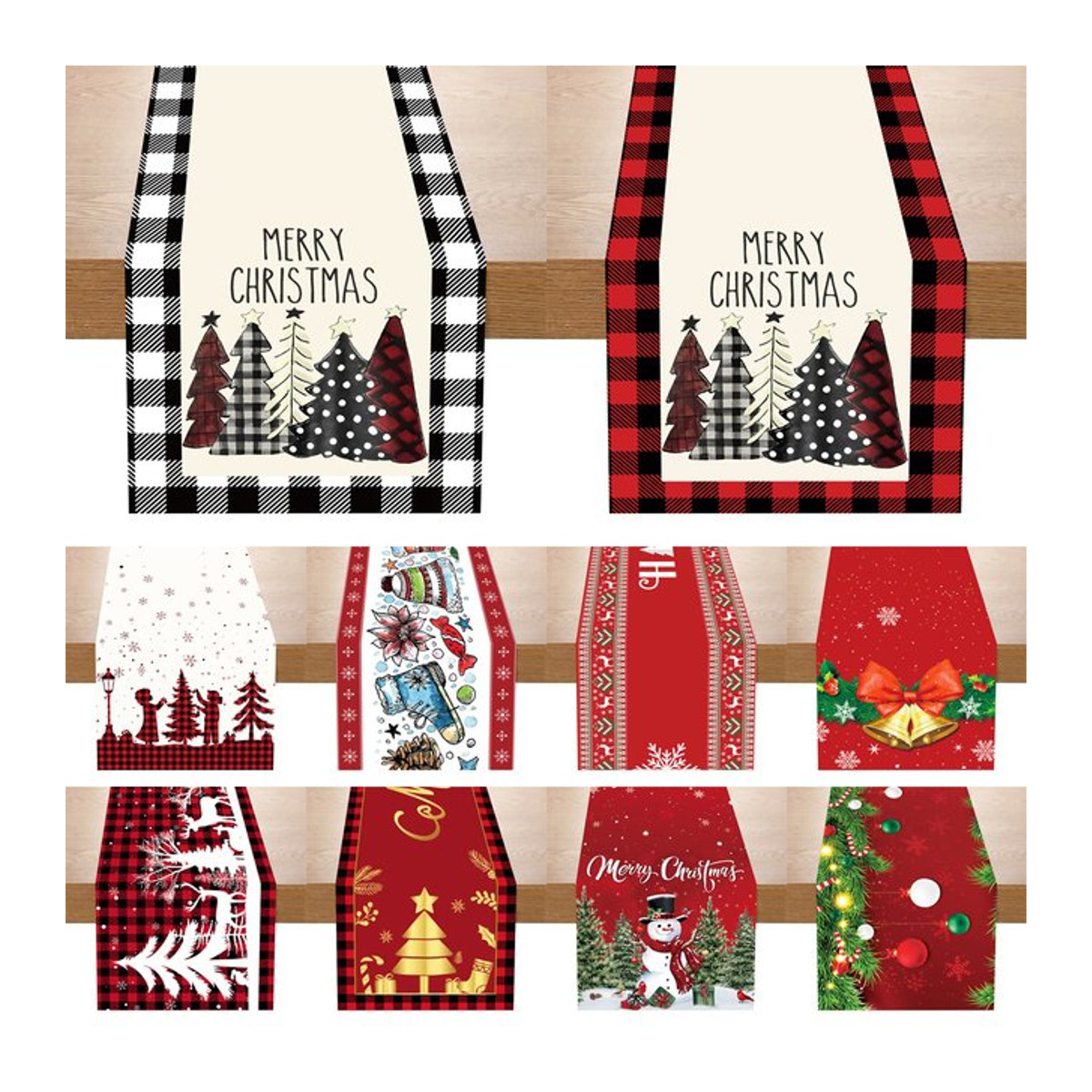 Mehrfarbiger Weihnachts Tischläufer aus Polyester für deine festliche Dekoration - Bild 1