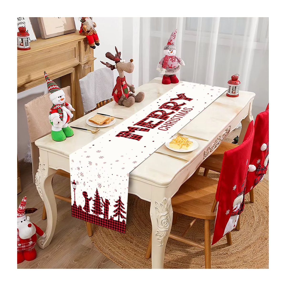 Mehrfarbiger Weihnachts Tischläufer aus Polyester für deine festliche Dekoration - Bild 3
