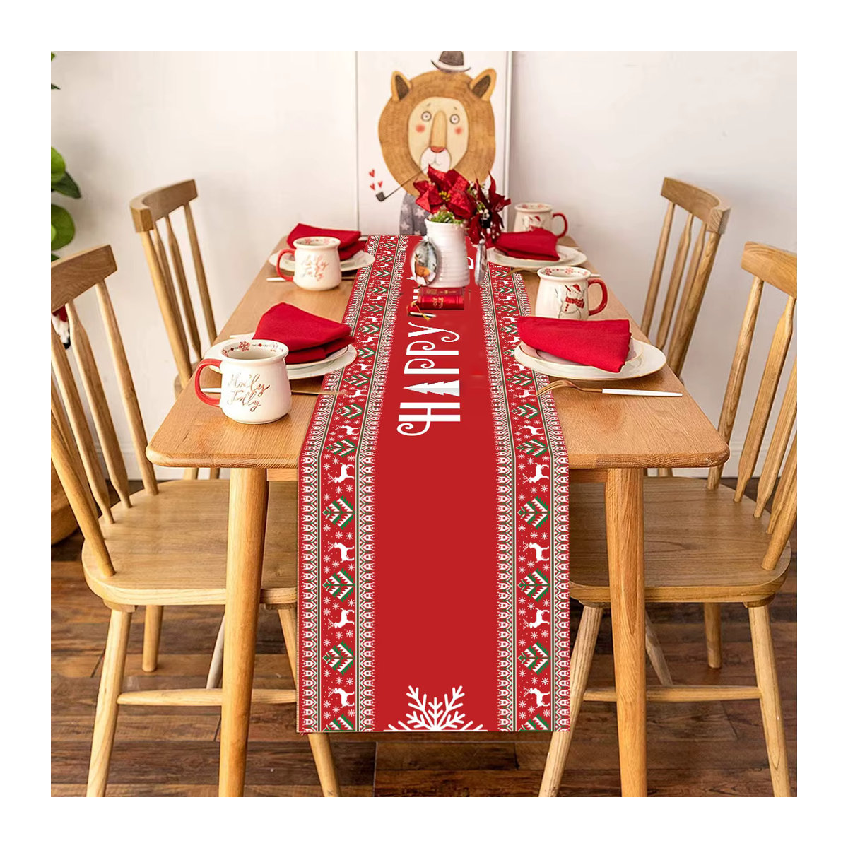 Mehrfarbiger Weihnachts Tischläufer aus Polyester für deine festliche Dekoration - Bild 4