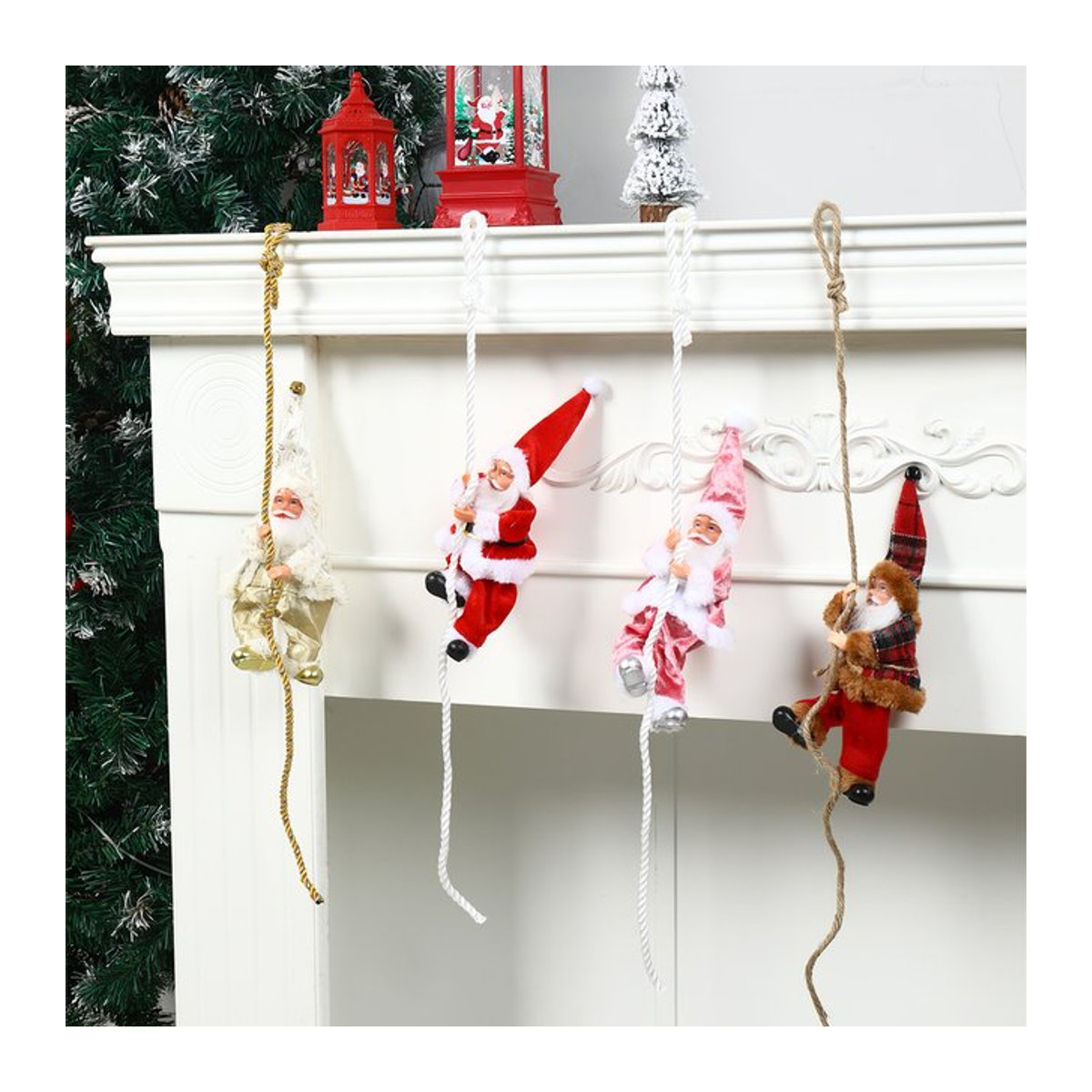Mehrfarbiger Weihnachtsmann-Anhänger aus Stoff als hängendes Weihnachtsbaumornament - Bild 1