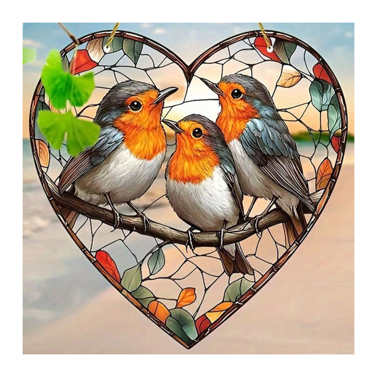 Mehrfarbiges 2D-Hängerfenster aus Glas mit Vogel- und Tiermotiven zur Dekoration - Bild 1