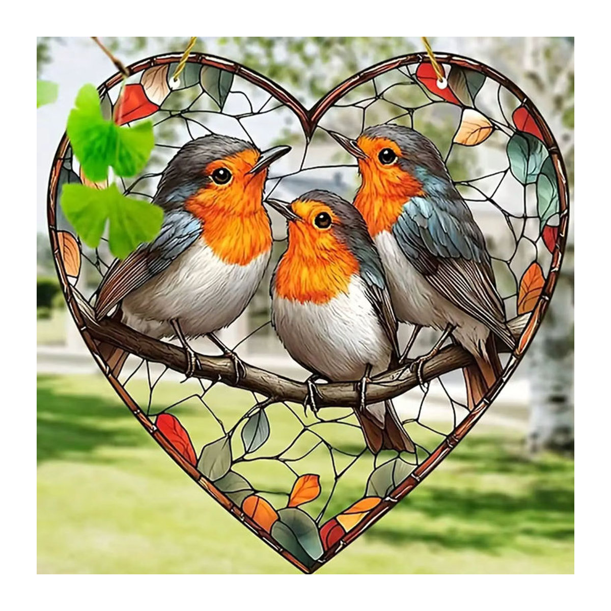 Mehrfarbiges 2D-Hängerfenster aus Glas mit Vogel- und Tiermotiven zur Dekoration - Bild 3