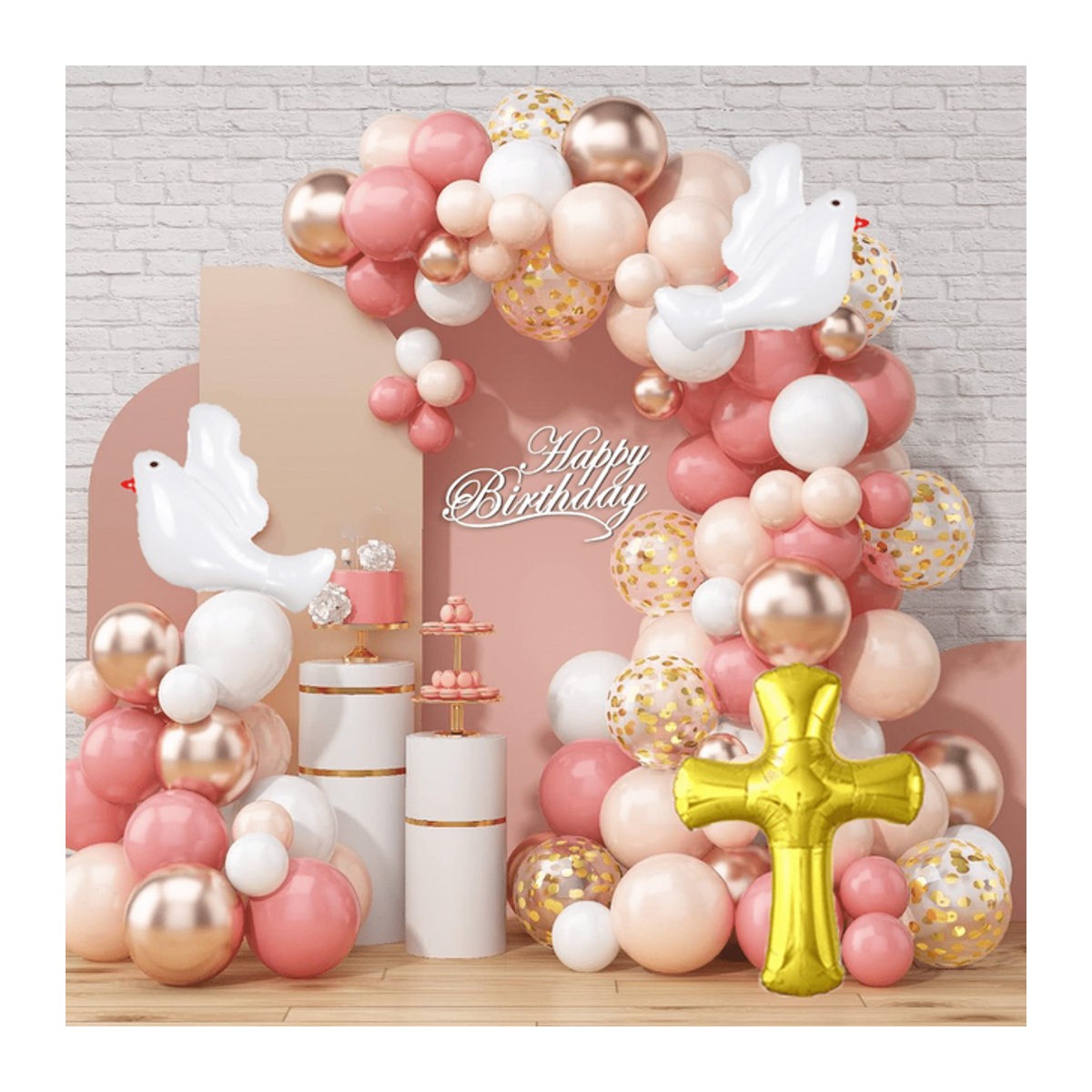 Mehrfarbiges Ballon-Girlanden-Set mit Tauben-Motiv für Hochzeit, Geburtstag und Zeremonien - Bild 1