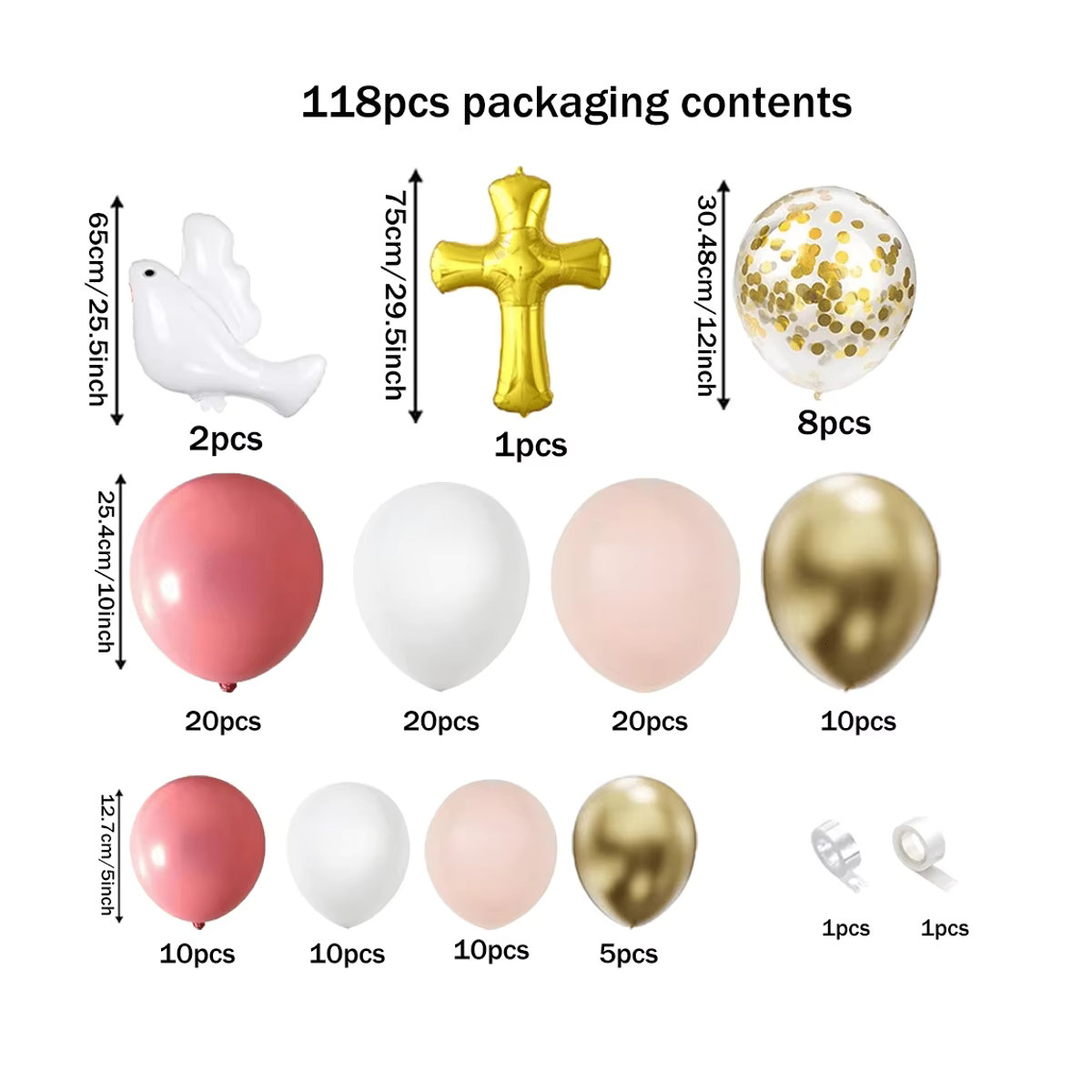 Mehrfarbiges Ballon-Girlanden-Set mit Tauben-Motiv für Hochzeit, Geburtstag und Zeremonien - Bild 3