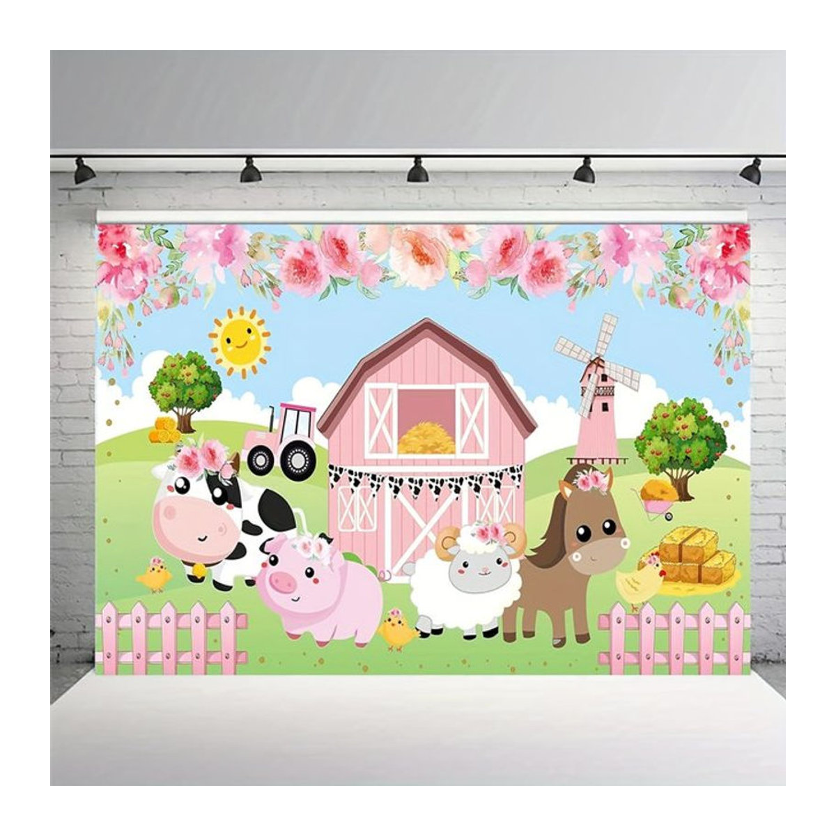 Mehrfarbiges Farm Animal Party Banner zur Geburtstagdekoration für Kinder als hängender Hintergrund für die Foto Booth - Bild 1