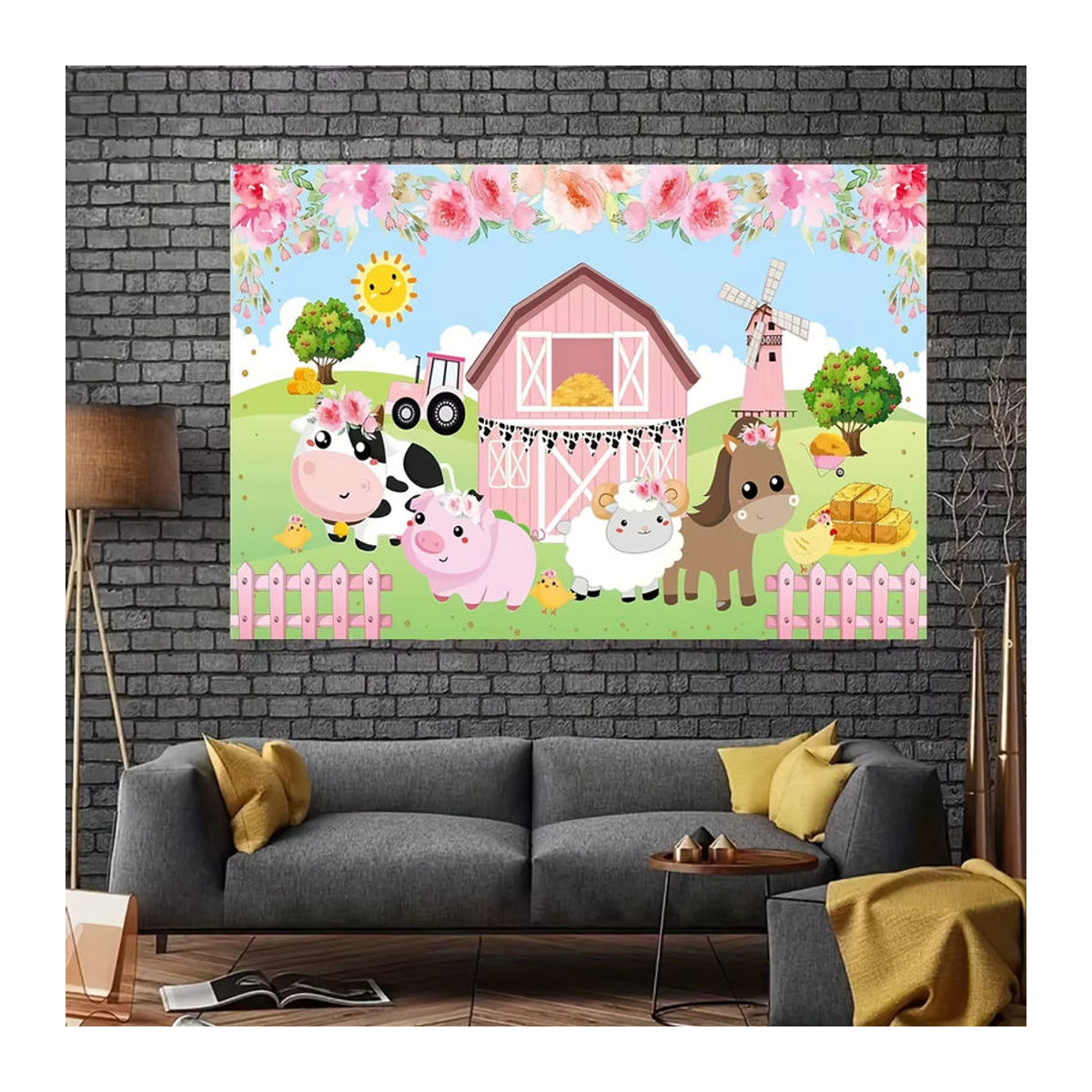 Mehrfarbiges Farm Animal Party Banner zur Geburtstagdekoration für Kinder als hängender Hintergrund für die Foto Booth - Bild 2