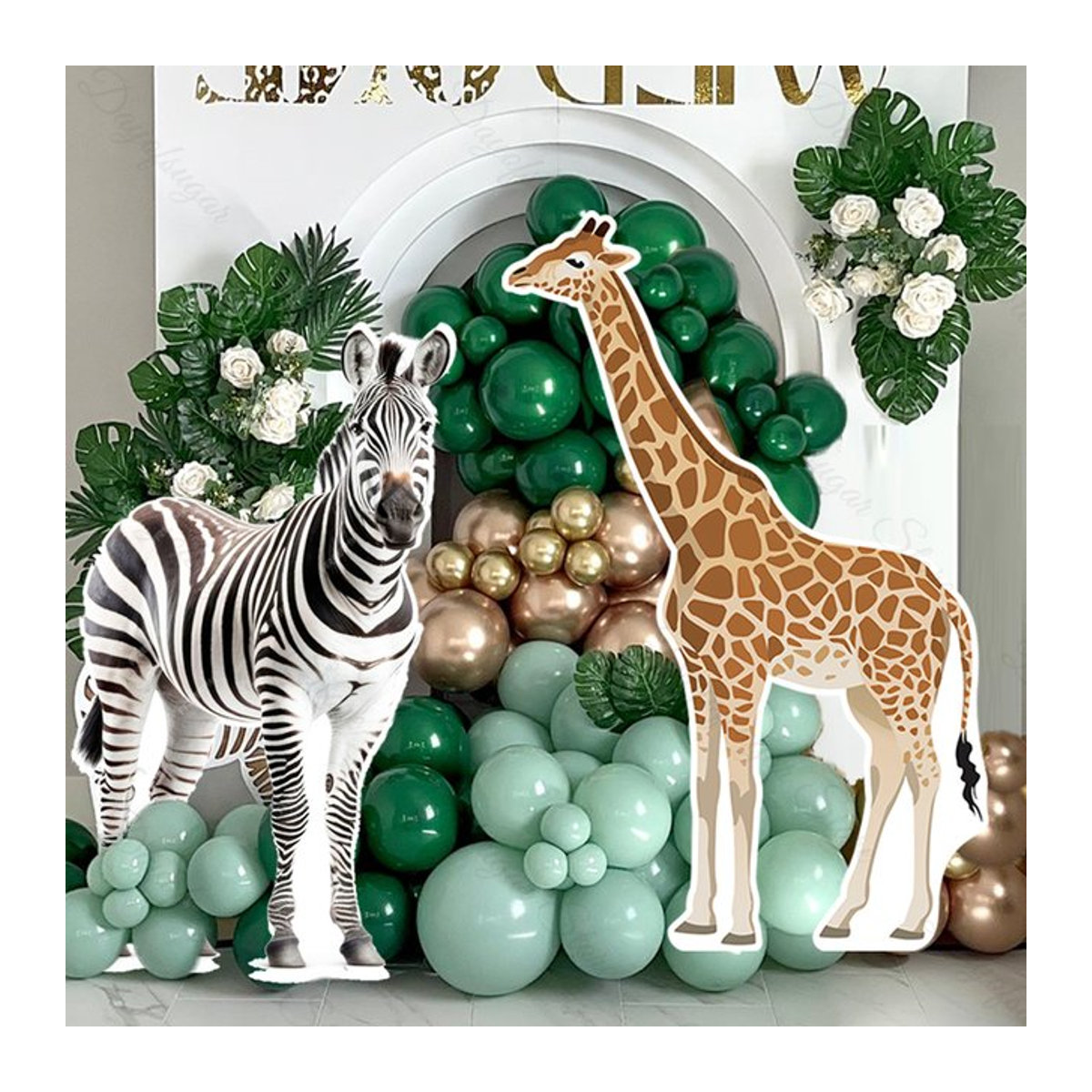 Mehrfarbiges Giraffen-Zebra-Ausschnitt-Mosaikbrett aus Papier für Babyparty und Geburtstag, Höhe: 45,7 cm - Bild 1