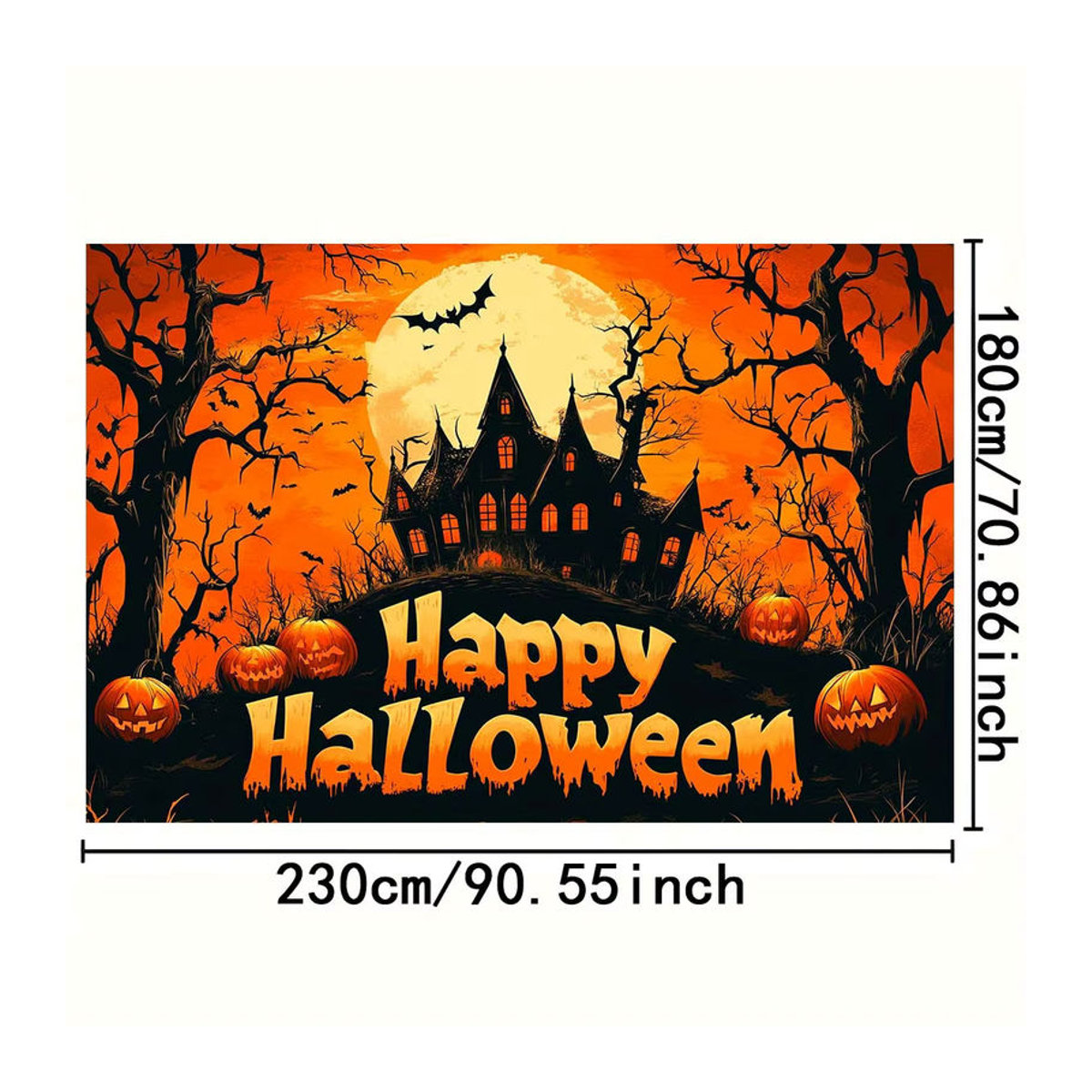 Mehrfarbiges Halloween-Banner als rechteckiges Hintergrundtuch für deine Horror-Dekoration - Bild 6