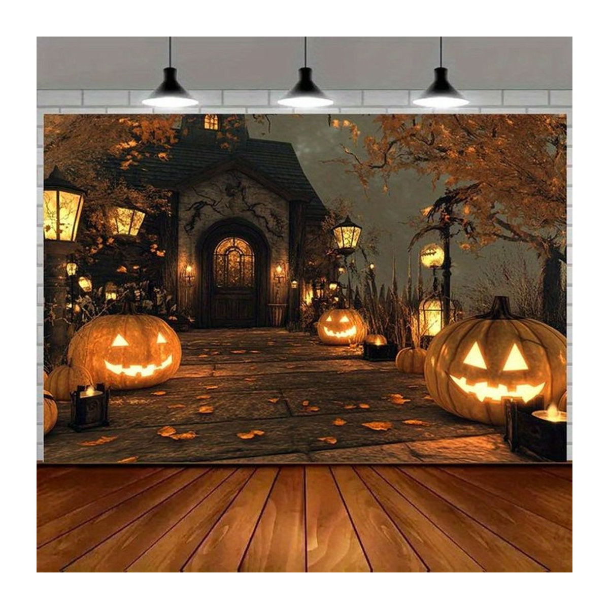 Mehrfarbiges Halloween-Banner als rechteckiges Hintergrundtuch für deine saisonale Dekoration und Partys - Bild 1