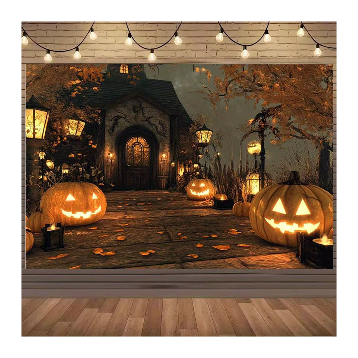 Mehrfarbiges Halloween-Banner als rechteckiges Hintergrundtuch für deine saisonale Dekoration und Partys - Bild 2
