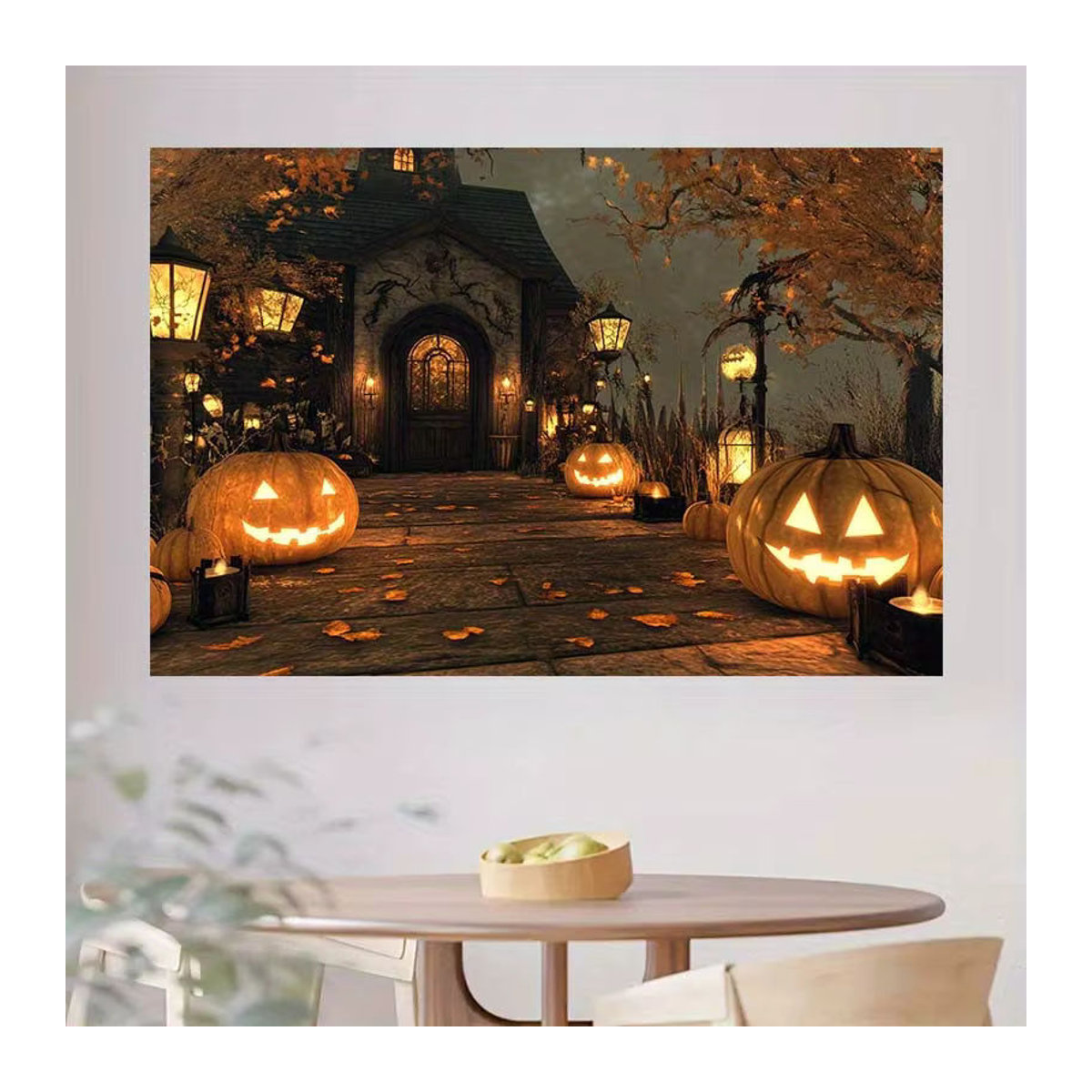 Mehrfarbiges Halloween-Banner als rechteckiges Hintergrundtuch für deine saisonale Dekoration und Partys - Bild 5
