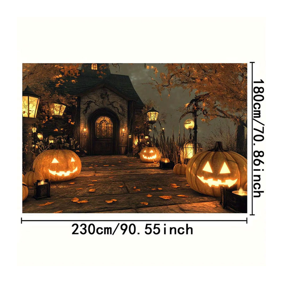 Mehrfarbiges Halloween-Banner als rechteckiges Hintergrundtuch für deine saisonale Dekoration und Partys - Bild 6