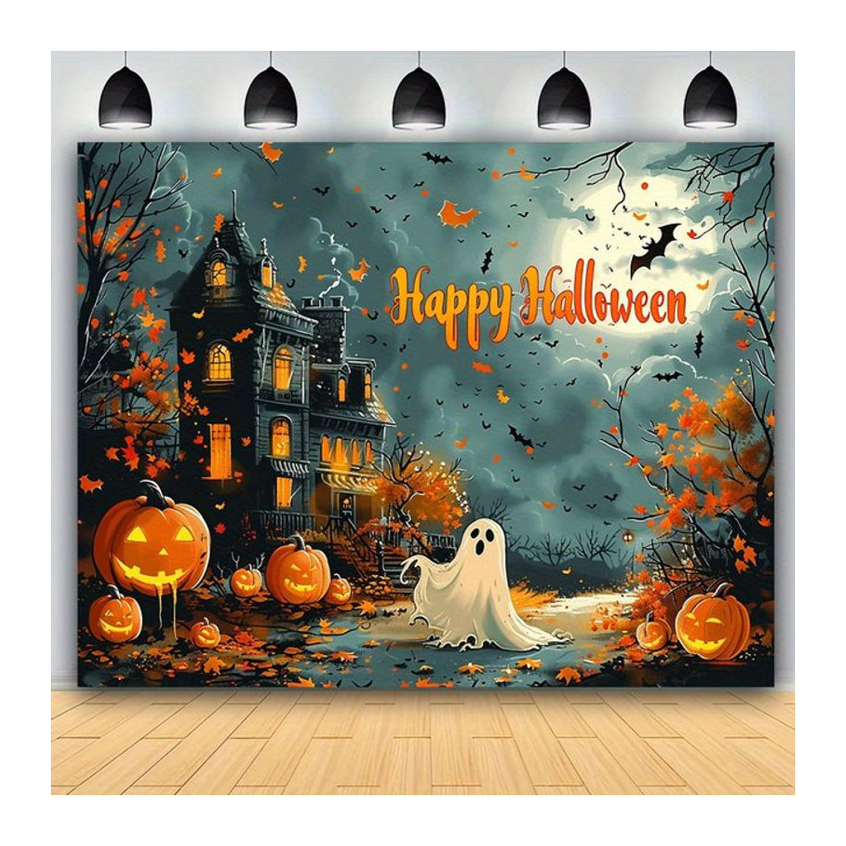 Mehrfarbiges Halloween-Banner als rechteckiges Hintergrundtuch für Fotografie und Geburtstagsdekoration - Bild 1