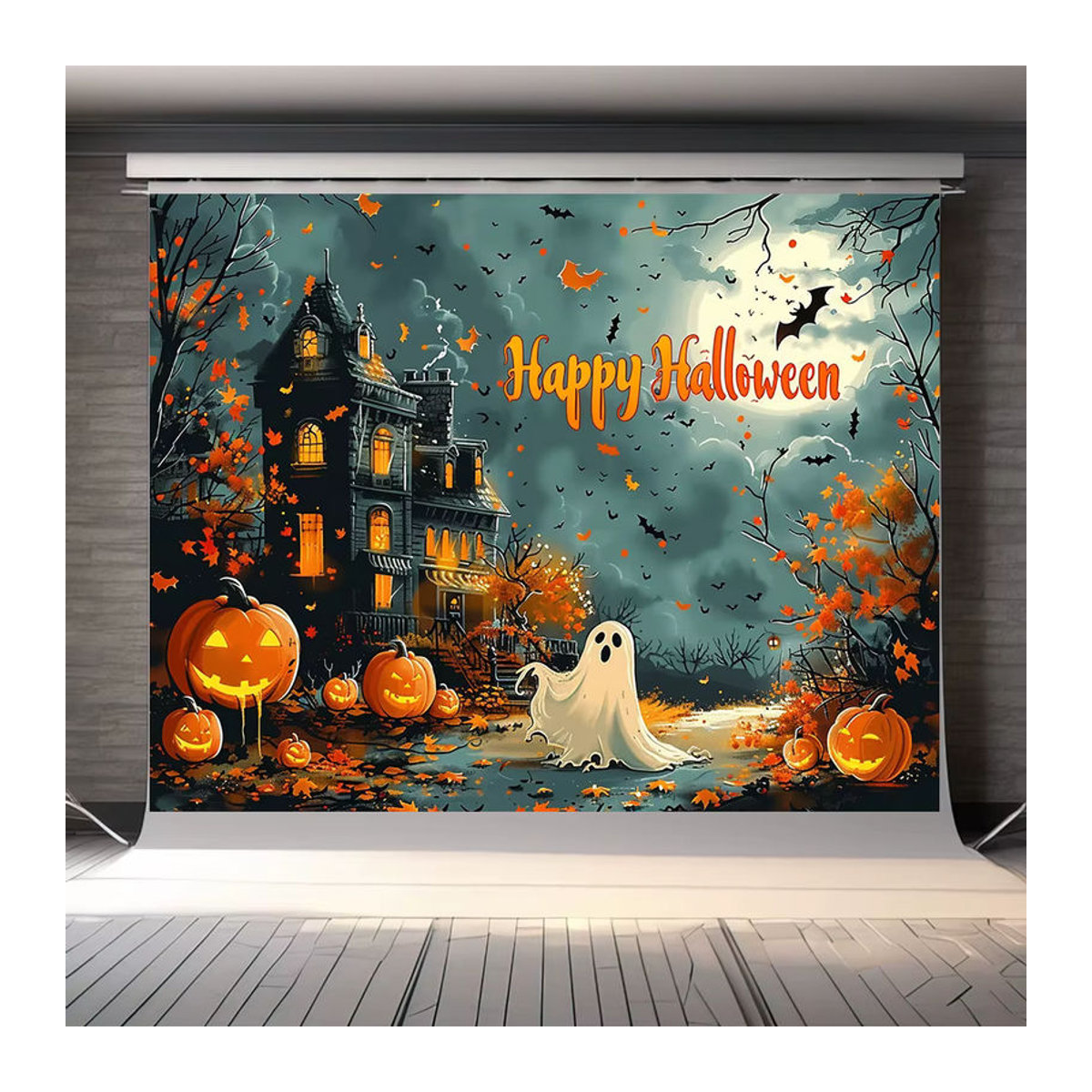Mehrfarbiges Halloween-Banner als rechteckiges Hintergrundtuch für Fotografie und Geburtstagsdekoration - Bild 3