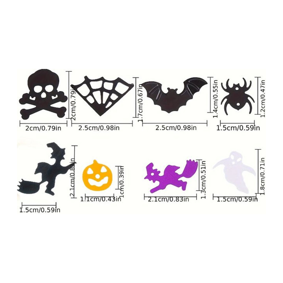 Mehrfarbiges Halloween-Konfetti mit Glitzer-Effekt in Formen wie Fledermäusen, Spinnen und Kürbissen als Tischstreuer für deine Halloween-Dekoration - Bild 1