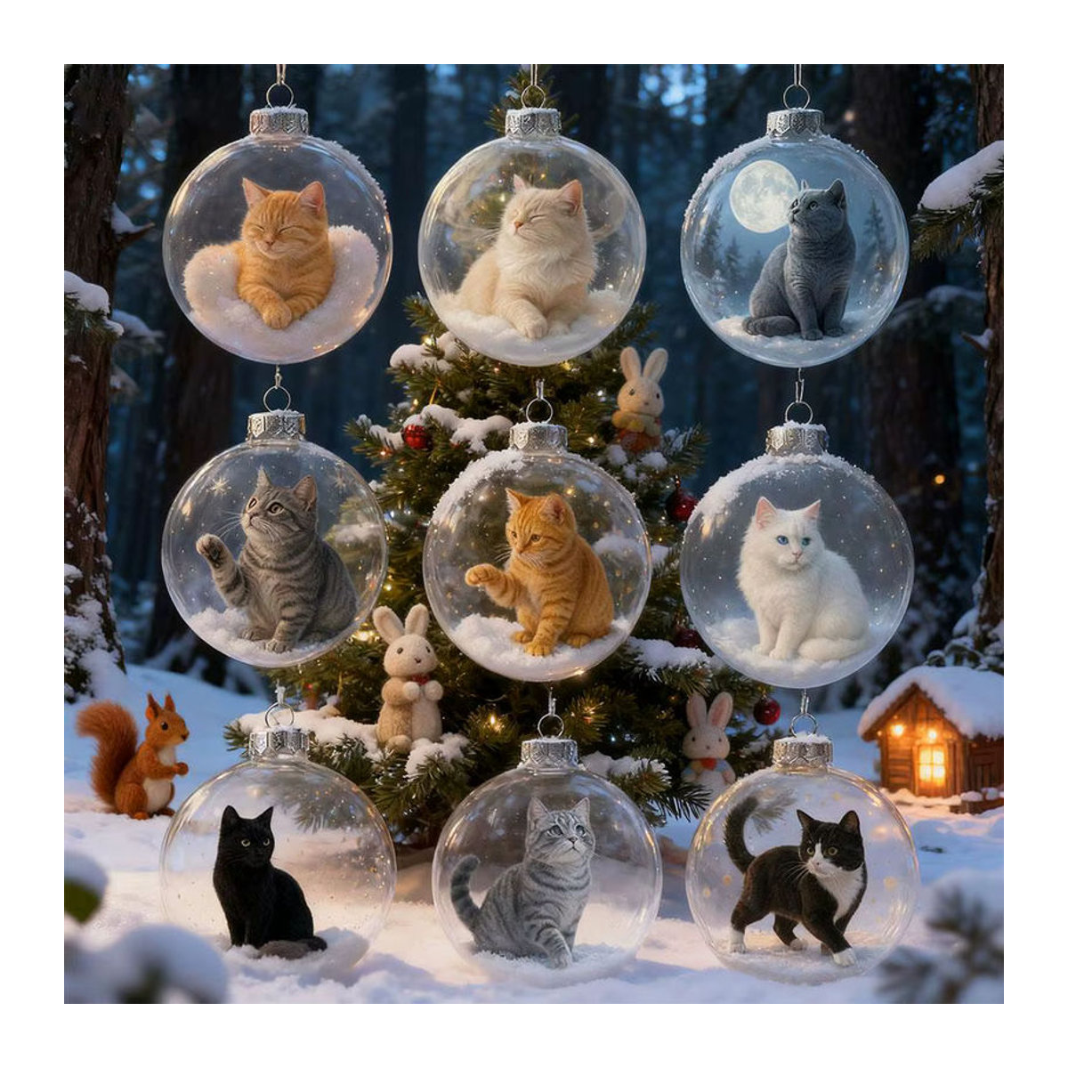 Mehrfarbiges Katzen-Hängeornament aus Kunststoff als kreative Weihnachtskugel für Weihnachten und Neujahr - Bild 3