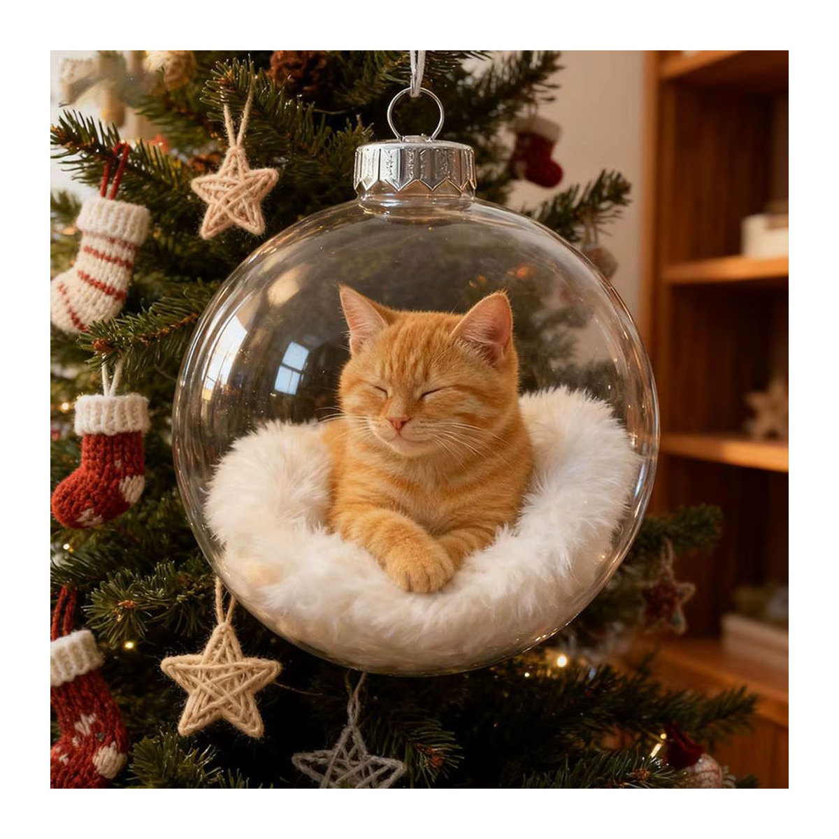 Mehrfarbiges Katzen-Hängeornament aus Kunststoff als kreative Weihnachtskugel für Weihnachten und Neujahr - Bild 4