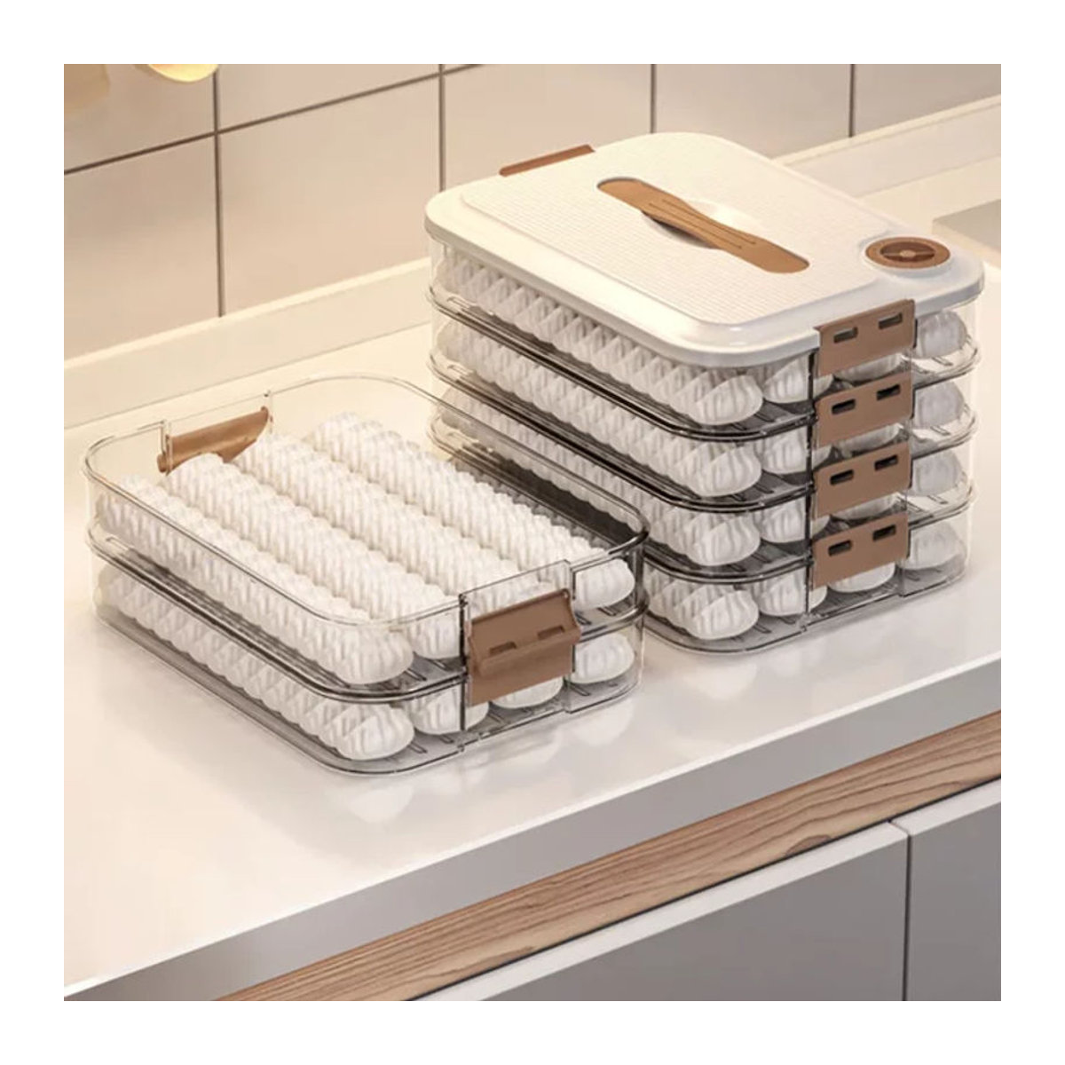 Mehrschichtige Lebensmittel-Frischhaltebox für gefrorene Knödel in Weiß - Bild 1