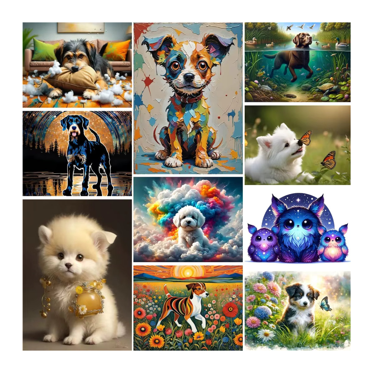 Meian DIY Kreuzstich Stickerei Set mit Hund Motiv auf Leinwand, mehrfarbig, B/T/H: 40 x 30 x 30 cm - Bild 2