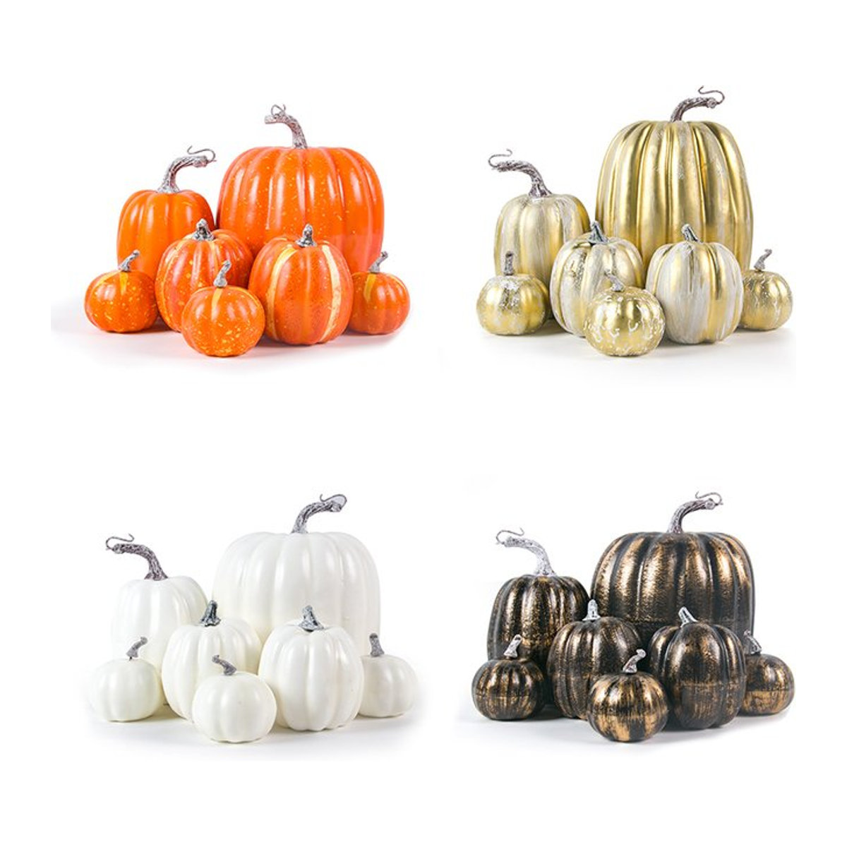 Meidding Deko-Set mit künstlichen Kürbissen in verschiedenen Größen für Herbst, Thanksgiving und Halloween, mehrfarbig - Bild 1