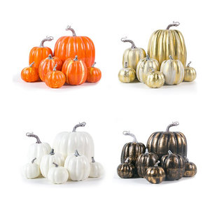 Meidding Deko-Set mit künstlichen Kürbissen in verschiedenen Größen für Herbst, Thanksgiving und Halloween, mehrfarbig