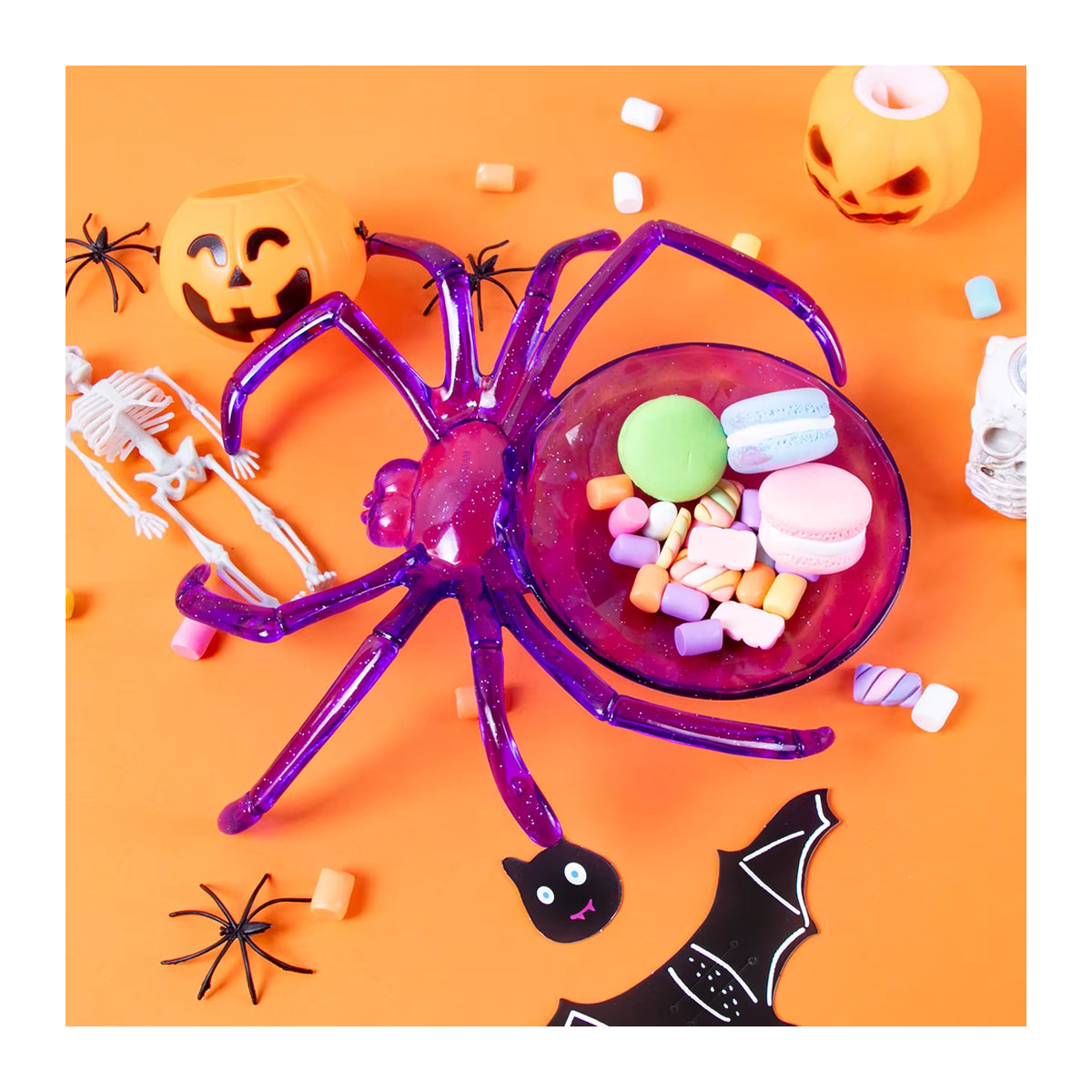 Meidding Halloween Spinnen Candy Bowl aus Kunststoff in Lila und Mehrfarbig für Kinder und Partydeko - Bild 2