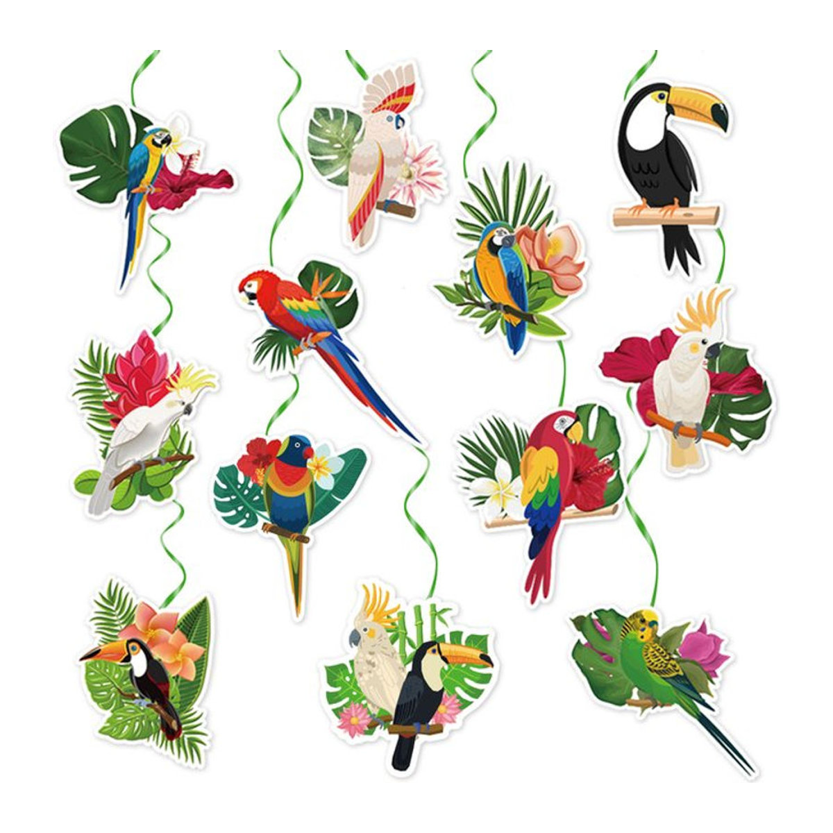 Meidding Hawaii Party Dekoration mit Tukan-Vogel, Wabenball-Anhängern und Wirbel-Hängebannern aus Papier, mehrfarbig - Bild 1