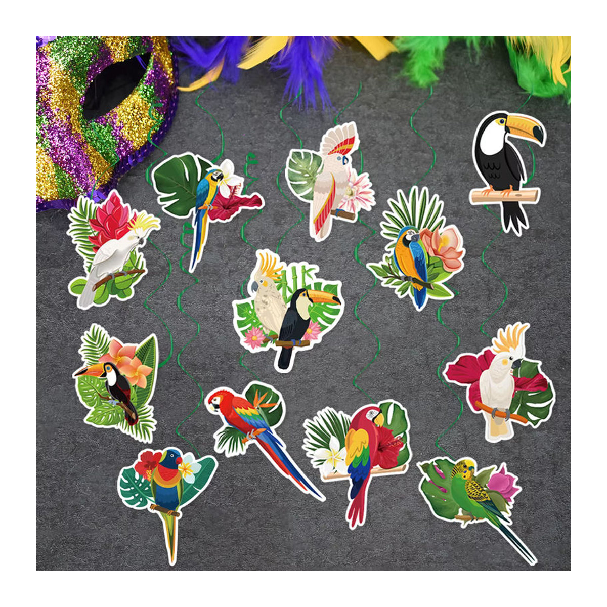 Meidding Hawaii Party Dekoration mit Tukan-Vogel, Wabenball-Anhängern und Wirbel-Hängebannern aus Papier, mehrfarbig - Bild 4