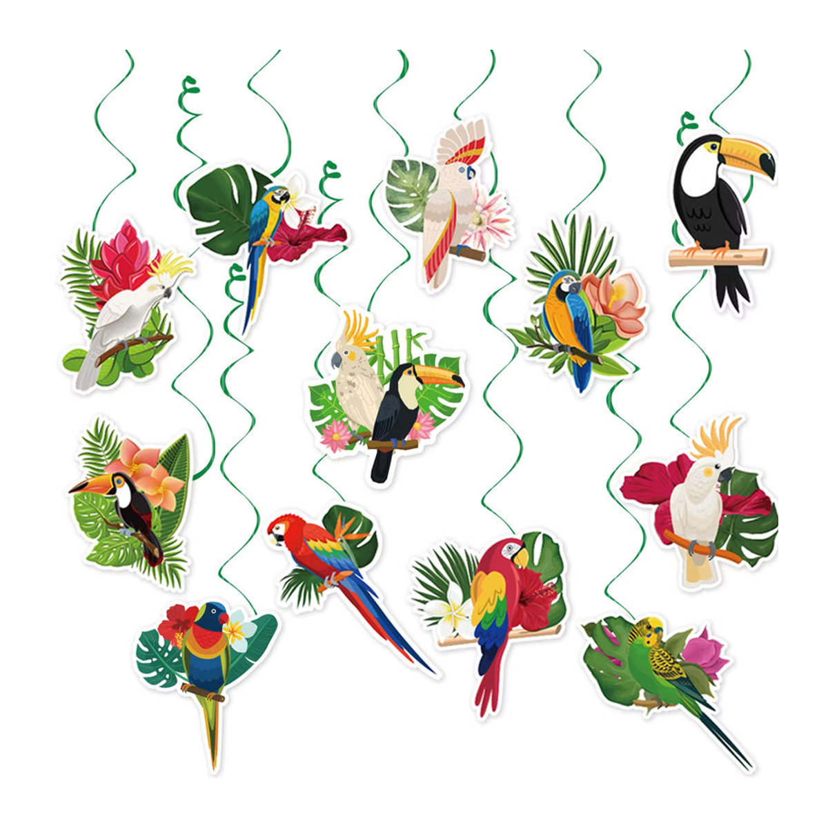 Meidding Hawaii Party Dekoration mit Tukan-Vogel, Wabenball-Anhängern und Wirbel-Hängebannern aus Papier, mehrfarbig - Bild 7
