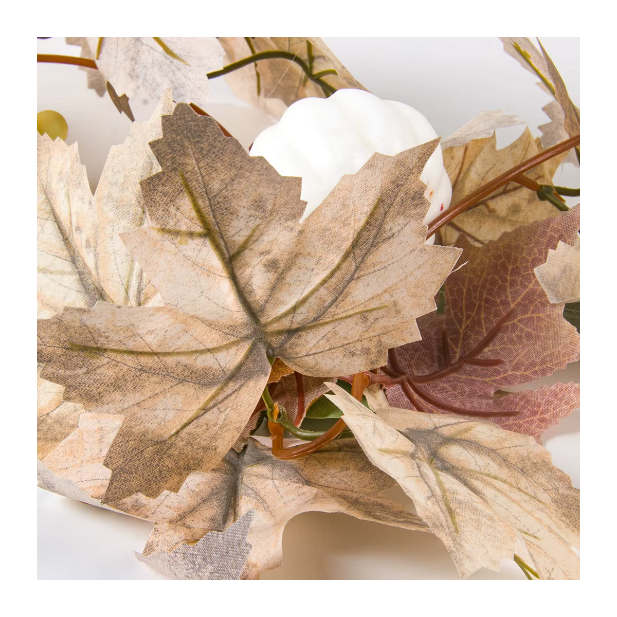 Meidding Herbstgirlande in Beige mit Ahornblättern, Kürbissen und Beeren für eine rustikale Halloween und Thanksgiving Dekoration - Bild 5