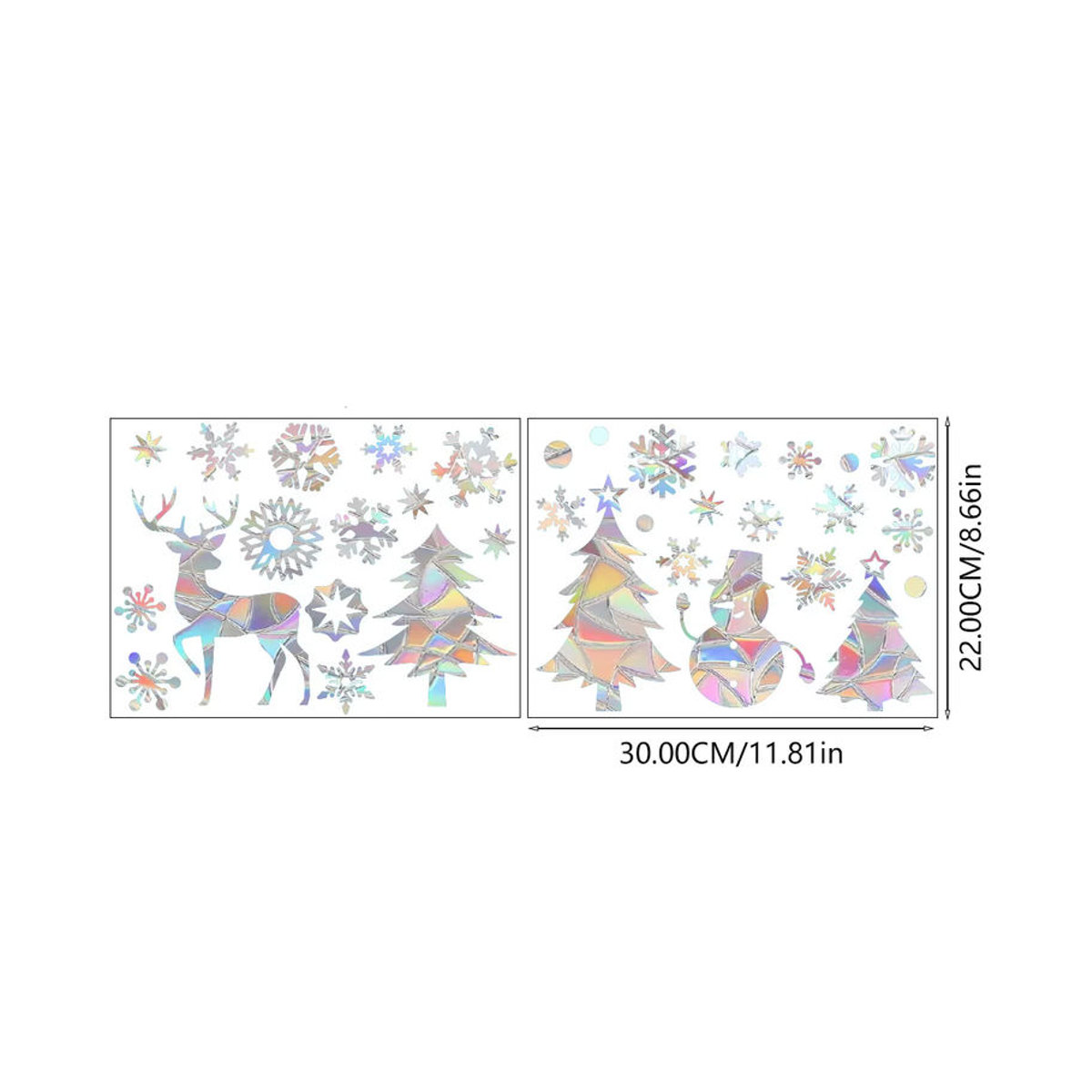 Meidding Weihnachts Fensteraufkleber Regenbogen Laser-Effekt mit Schneeflocken und Schneemann für Neujahr und Dekoration, mehrfarbig - Bild 5