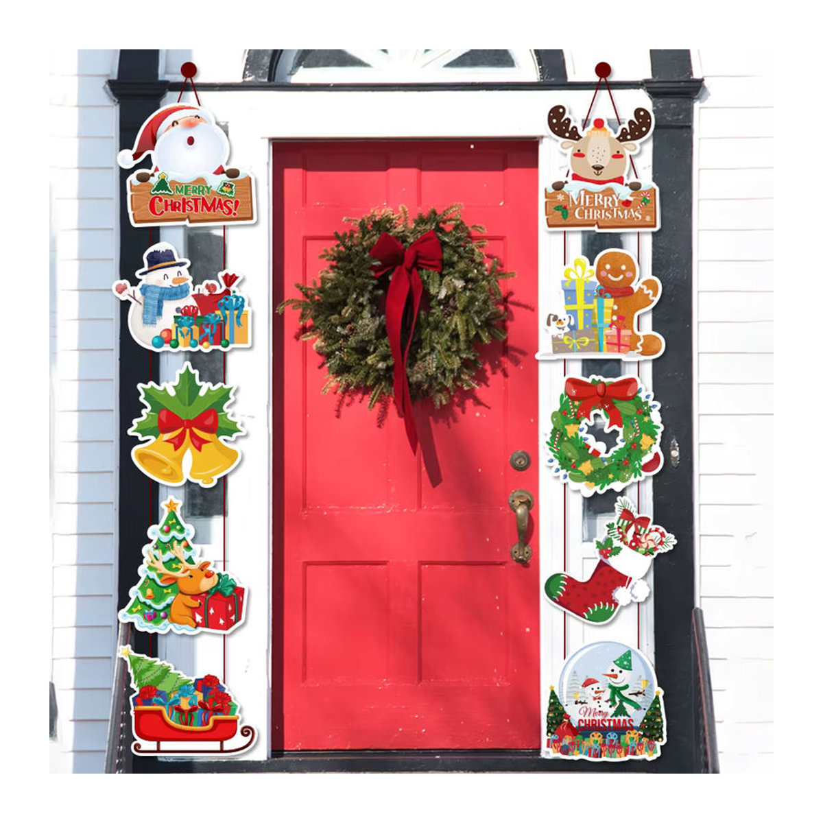 Meidding Weihnachts-Türbanner mit Santa Claus und Schneemann als hängende Wanddekoration, mehrfarbig - Bild 2