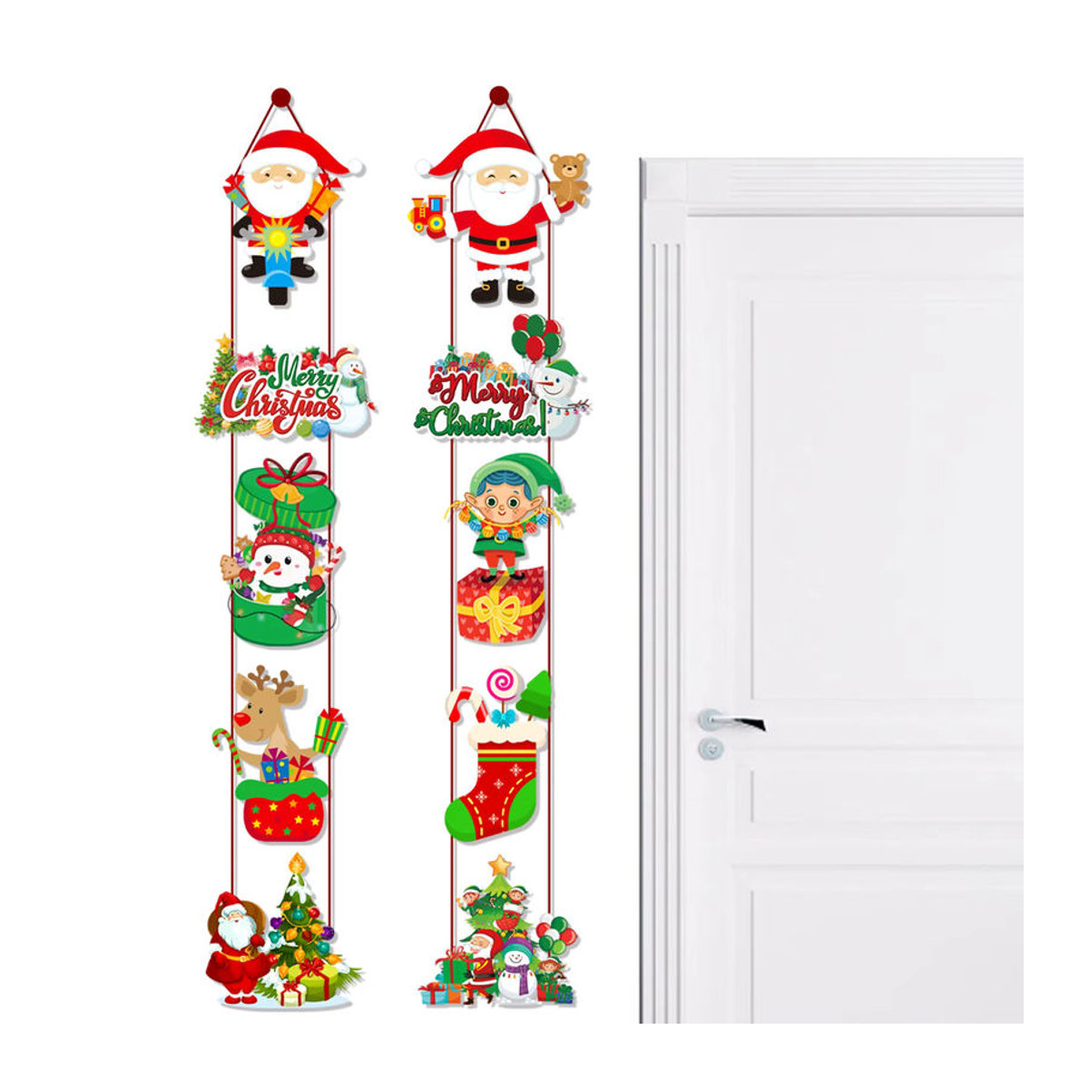 Meidding Weihnachts-Türbanner mit Santa Claus und Schneemann als hängende Wanddekoration, mehrfarbig - Bild 3