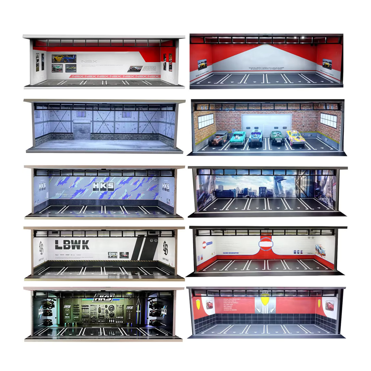 Meiduoxing Auto-Garage-Diorama Modell im Maßstab 1:64, moderner Parkplatz mit Beleuchtung in Schwarz aus Kunststoff - Bild 2