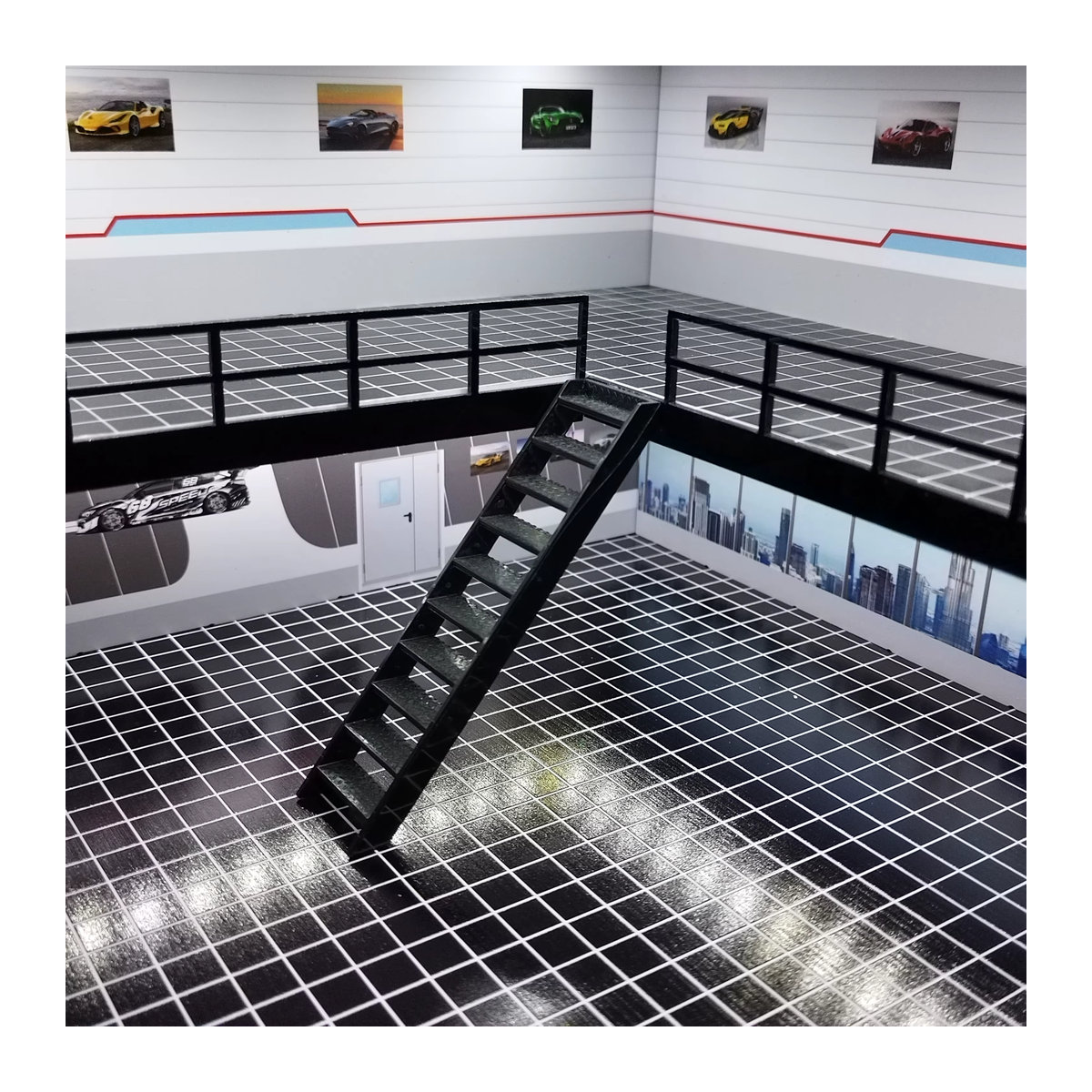 Meiduoxing Auto Showroom Diorama Parkplatz Beleuchtungsszene in Weiß aus Kunststoff für Modellautos im Maßstab 1/18 1/24 1/32 - Bild 4
