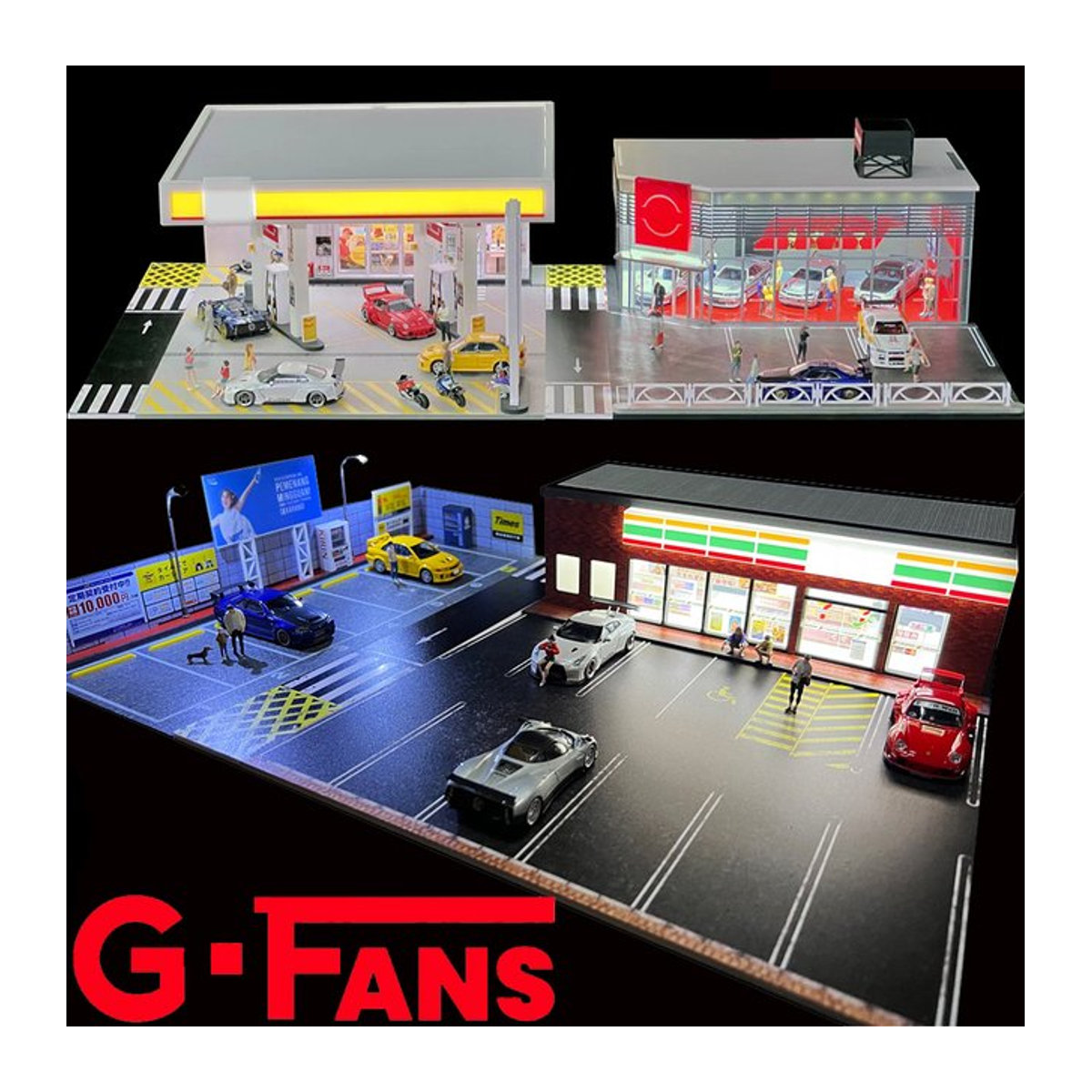 Meiduoxing Miniatur-Autoparkplatz Modell in beleuchteter Version für 1:64 Maßstab, Diorama Autogarage in Mehrfarbig - Bild 1