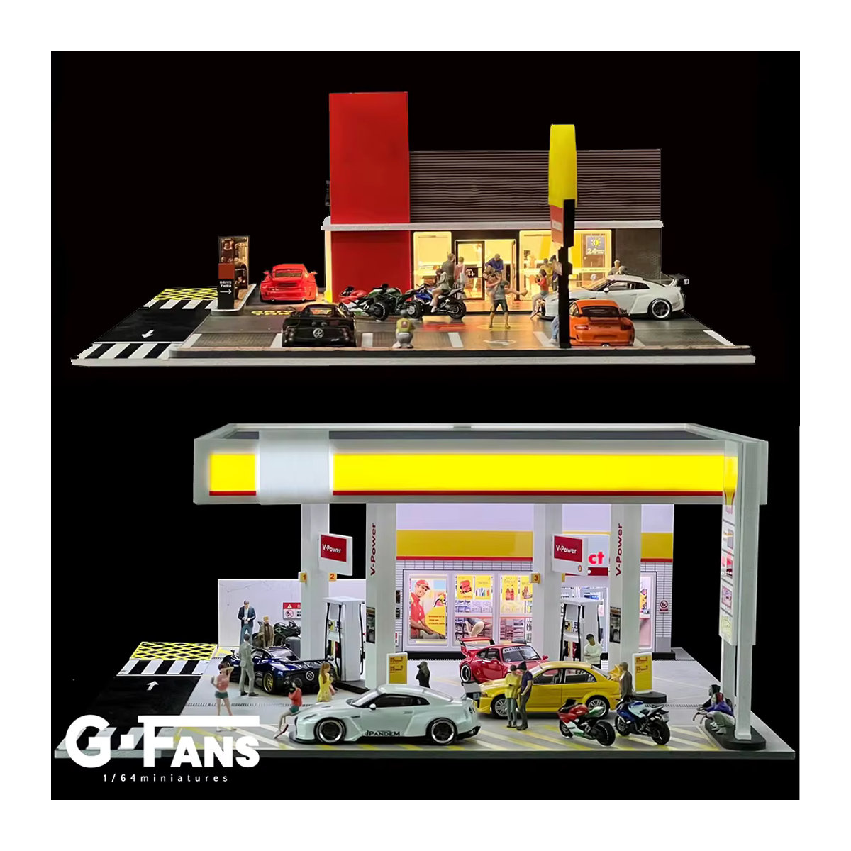 Meiduoxing Miniatur-Autoparkplatz Modell in beleuchteter Version für 1:64 Maßstab, Diorama Autogarage in Mehrfarbig - Bild 2