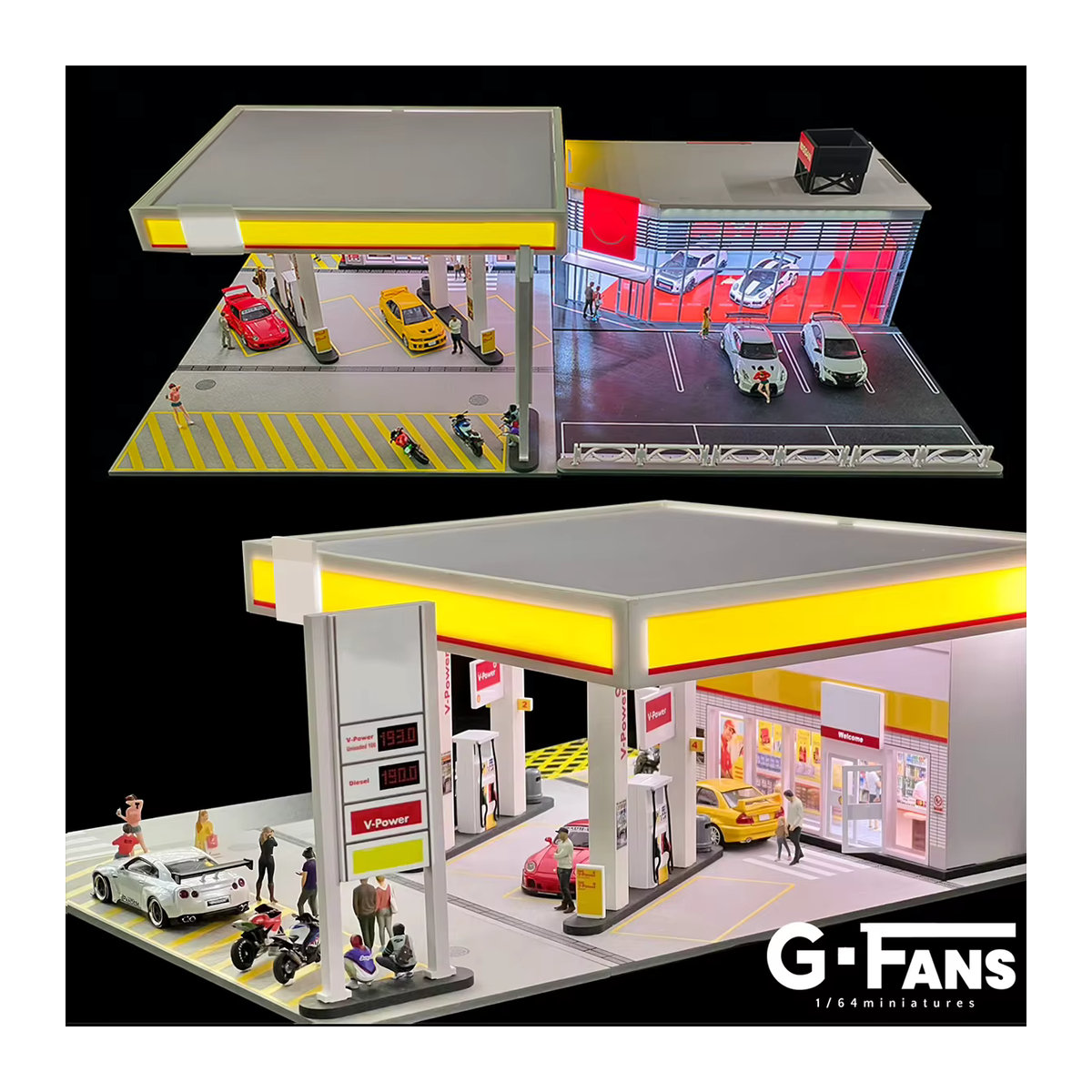 Meiduoxing Miniatur-Autoparkplatz Modell in beleuchteter Version für 1:64 Maßstab, Diorama Autogarage in Mehrfarbig - Bild 3
