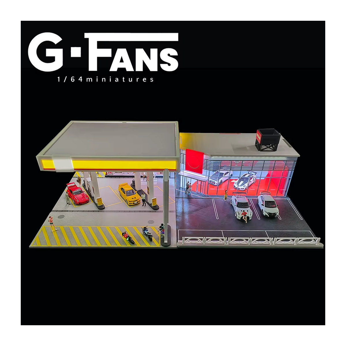 Meiduoxing Miniatur-Autoparkplatz Modell in beleuchteter Version für 1:64 Maßstab, Diorama Autogarage in Mehrfarbig - Bild 5
