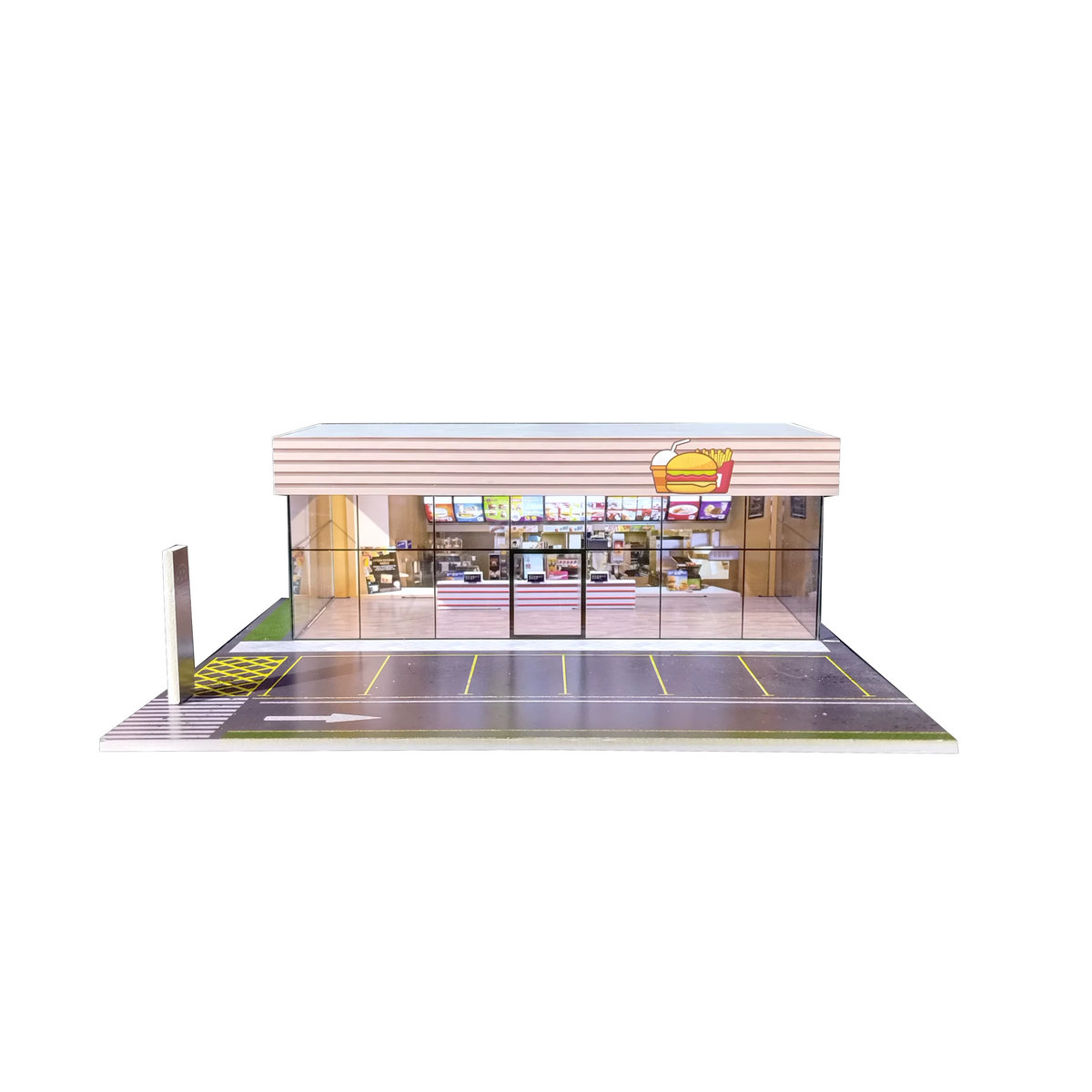 Meiduoxing Stadt-Showroom Diorama-Modell im Maßstab 1:64 mit LED-Leuchten, moderner Parkplatz und Garage in Silber und Mehrfarbig - Bild 1