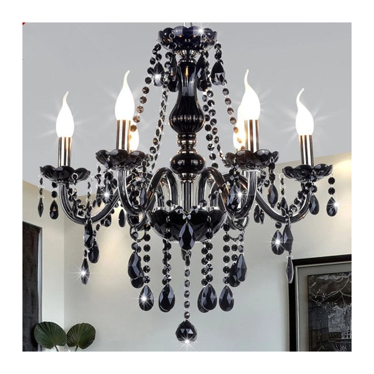 Meigheiath Kronleuchter Modern Klassisch aus K9 Kristall in Schwarz für Wohnzimmer und Schlafzimmer - Bild 1