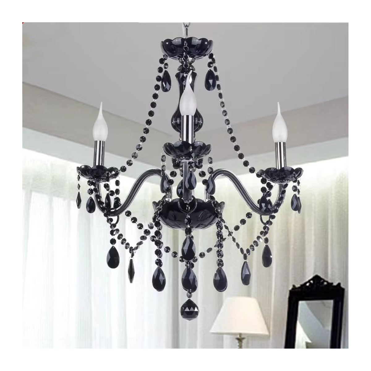 Meigheiath Kronleuchter Modern Klassisch aus K9 Kristall in Schwarz für Wohnzimmer und Schlafzimmer - Bild 3
