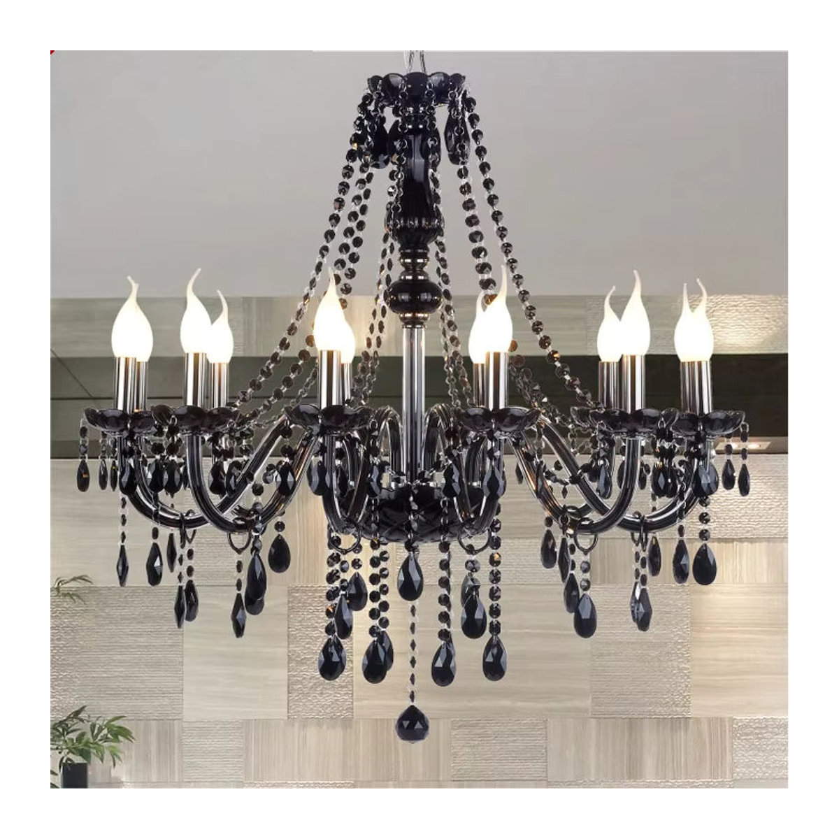 Meigheiath Kronleuchter Modern Klassisch aus K9 Kristall in Schwarz für Wohnzimmer und Schlafzimmer - Bild 4
