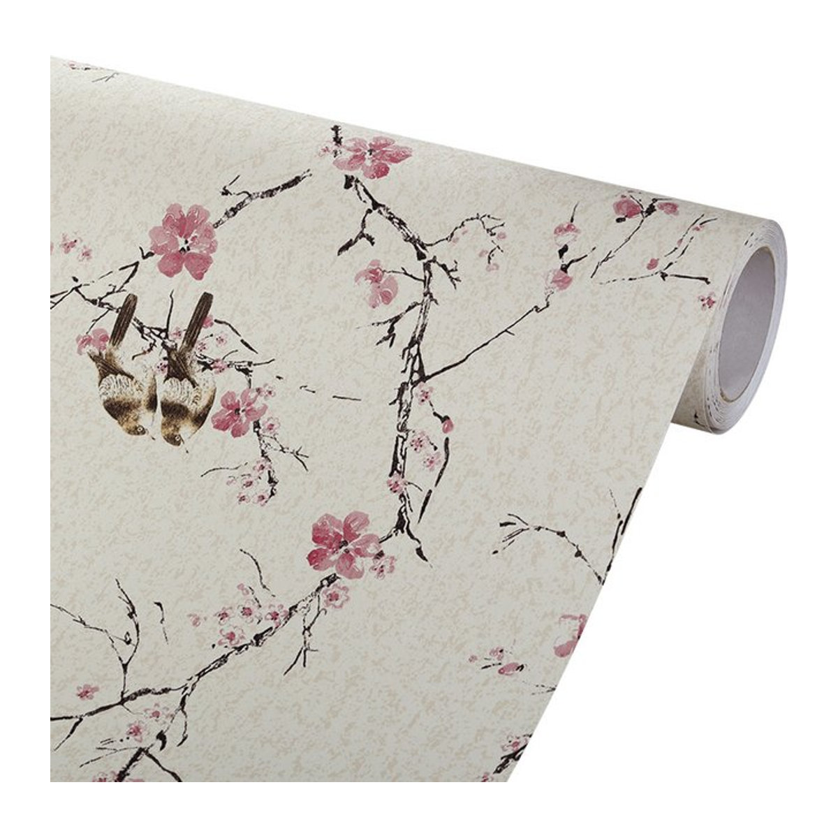 Meihodan Vintage Wandaufkleber mit Vogel- und Blumenmuster in Weiß als selbstklebende Tapete für dein Wohnzimmer und DIY Home Decor - Bild 1