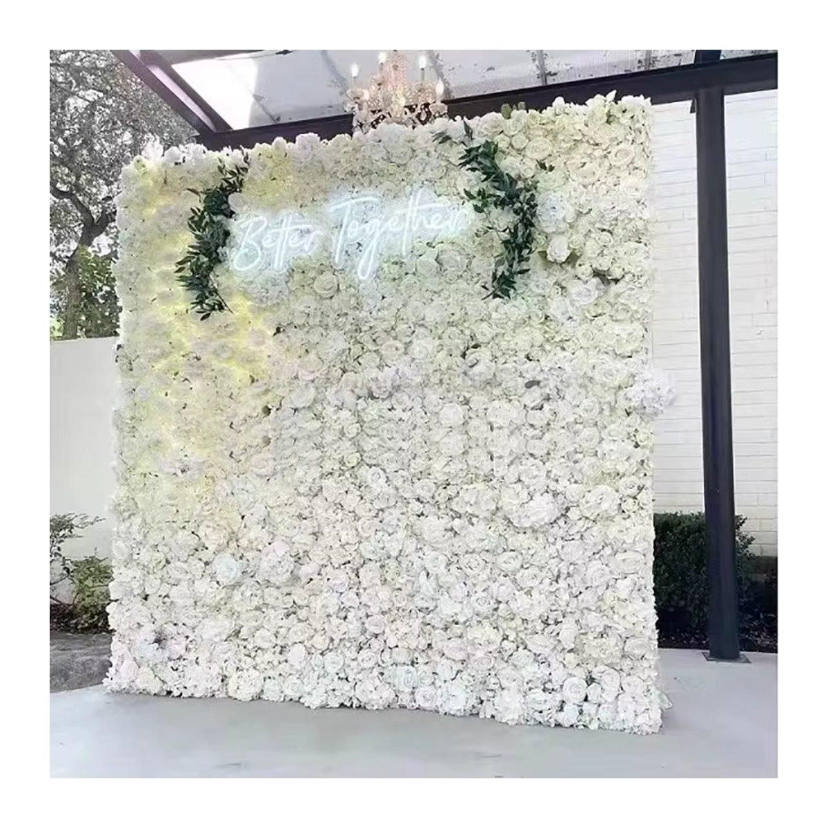 MEIHON Künstliches Blumen Wand Panel mit rosa Rosen für Hochzeitsdekoration und Wandmontage, B/H: 60 x 60 cm - Bild 4